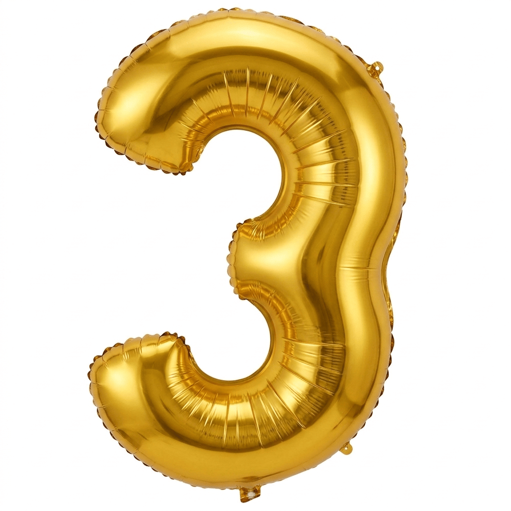 FOLYO BALON 40 İNÇ 102 CM GOLD RAKAM 3 YAŞ