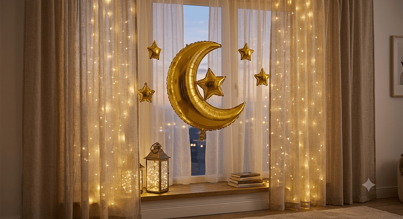 Folyo Balon Ramazan Gold(Altın) Ay Yıldız 57x49 cm