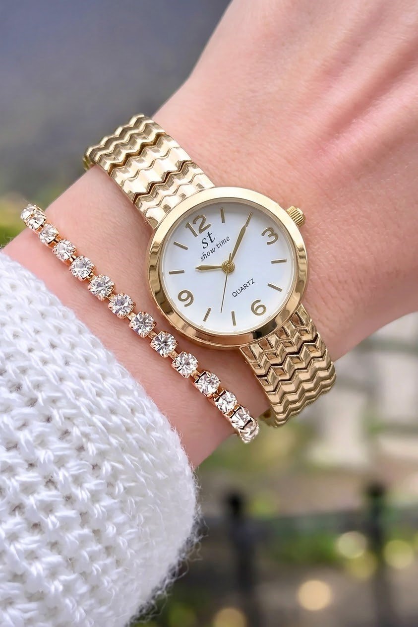 SHOWTİME Lüx Boncuk model Gold beyaz ST698