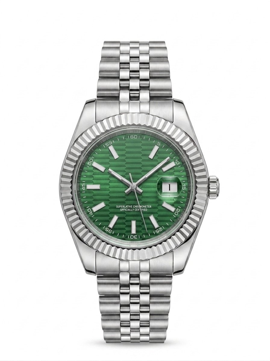 SHOWTIME OTOMATİK GÖRÜNÜMLÜ KING SAAT | GÜMÜŞ-YEŞİL PRM12