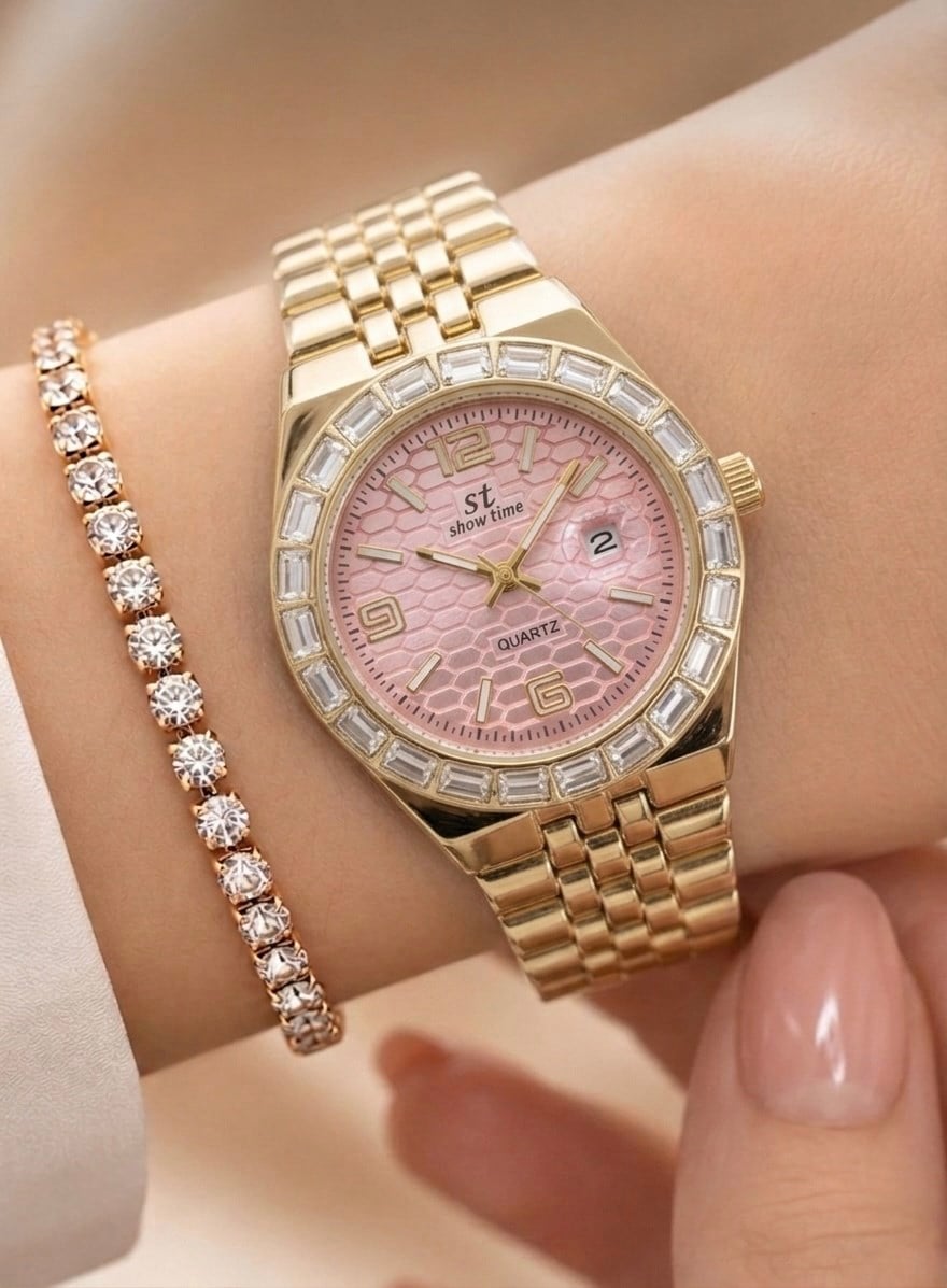 SHOWTIME RLX TAŞLI | GOLD-PEMBE ST470