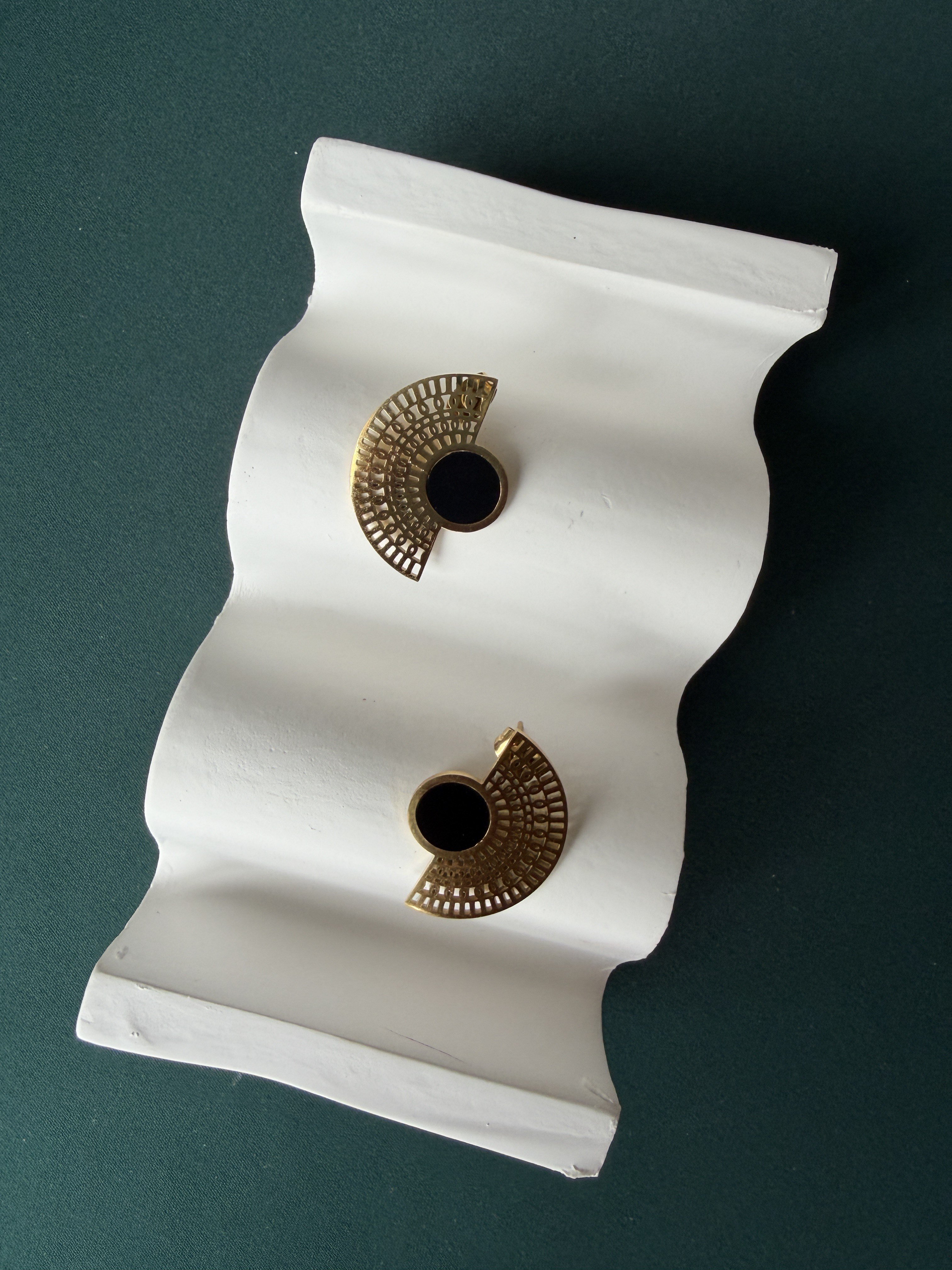 Çelik Gold Hasır Desenli Küpe