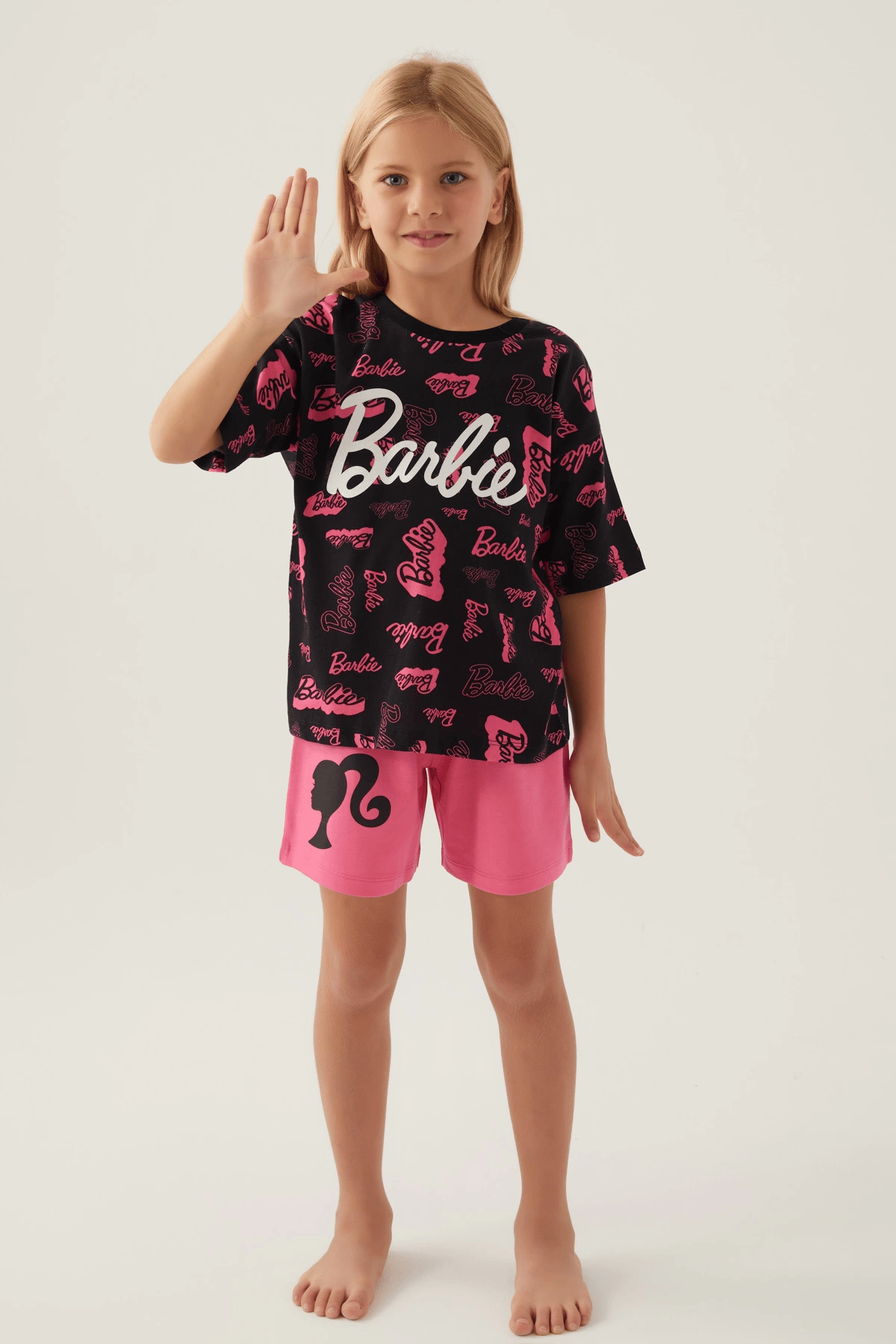 Barbie L1705-G Kız Çocuk Şort  Pijama Takımı