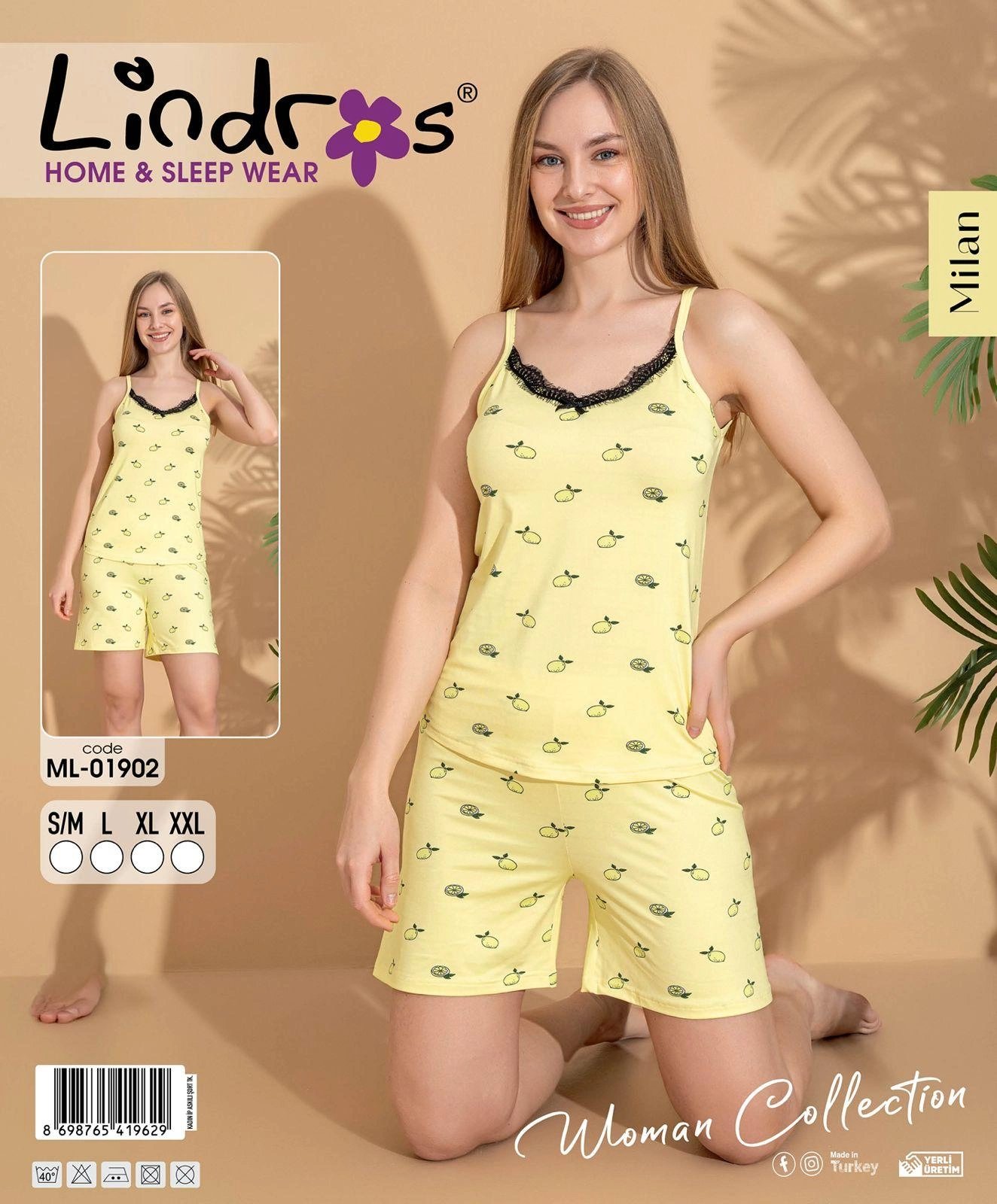 Lindros ML-01902 Kadın İp Askılı Şortlu Takım