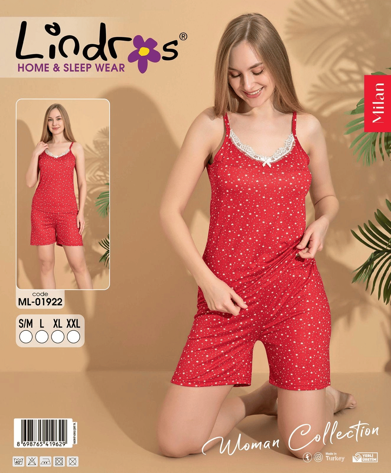 Lindros ML-01922 Kadın İp Askılı Şort Takım