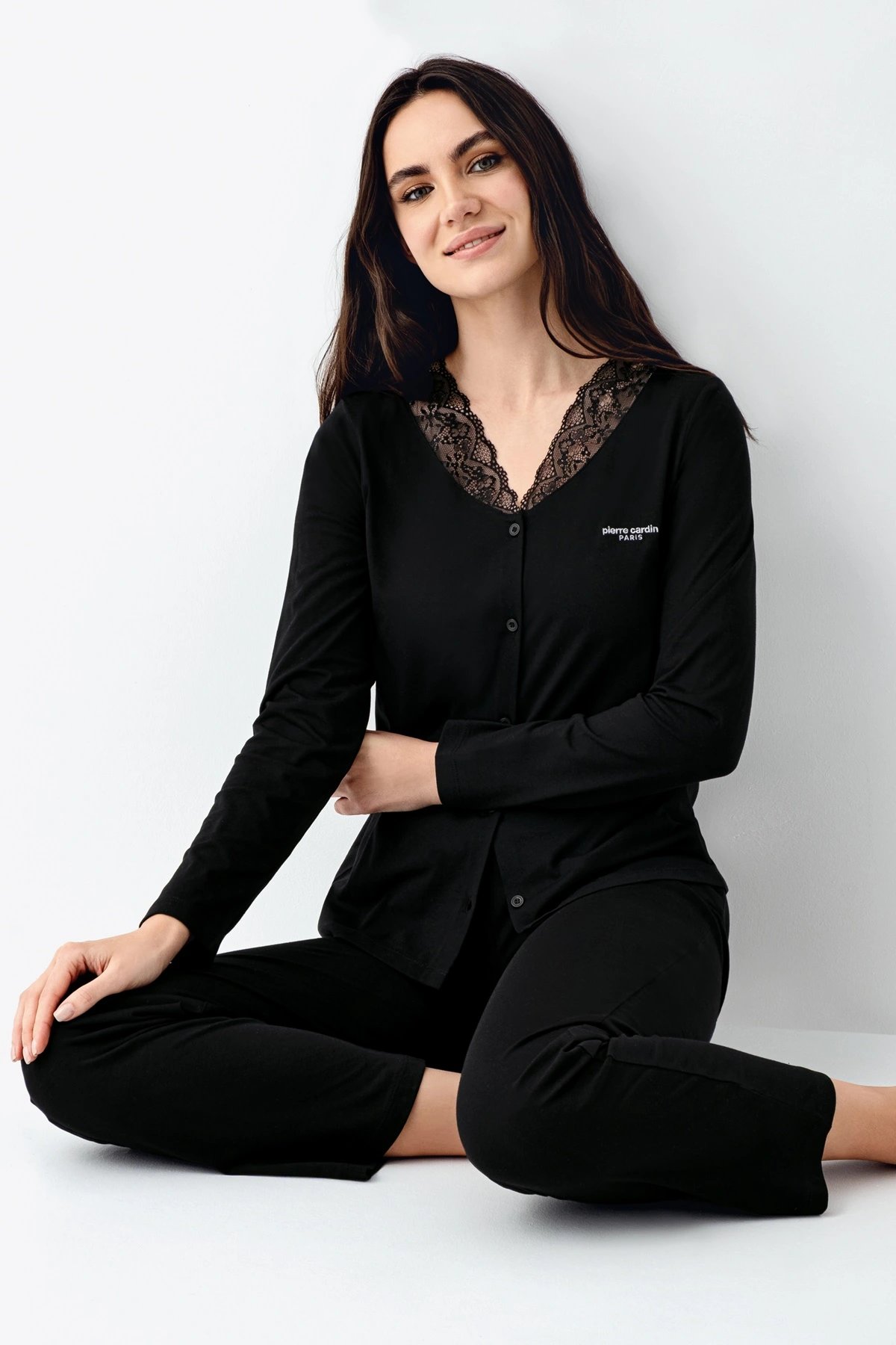 Pierre Cardin 9116-S Kadın Önü Düğmeli  Pijama Takımı
