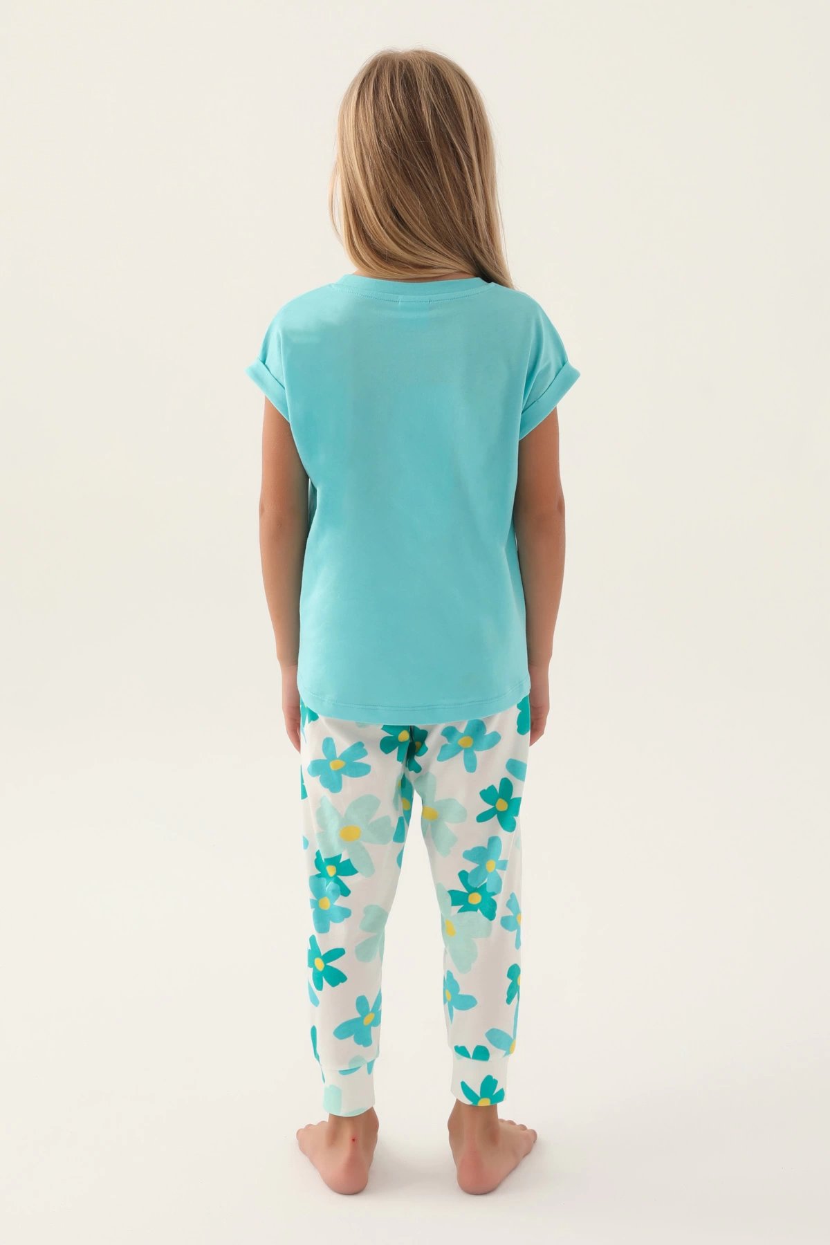 Roly Poly 3394-2 Kız Çocuk Çiçekli Kısa Kol Pijama Takım