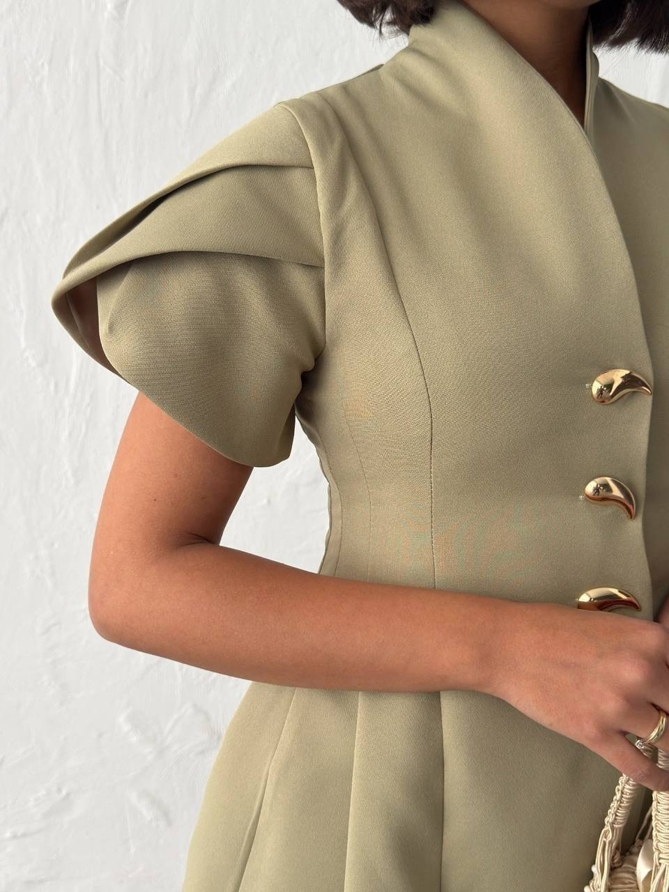 Gold Düğme Detaylı Peplum Kesim Şık Kadın Takım