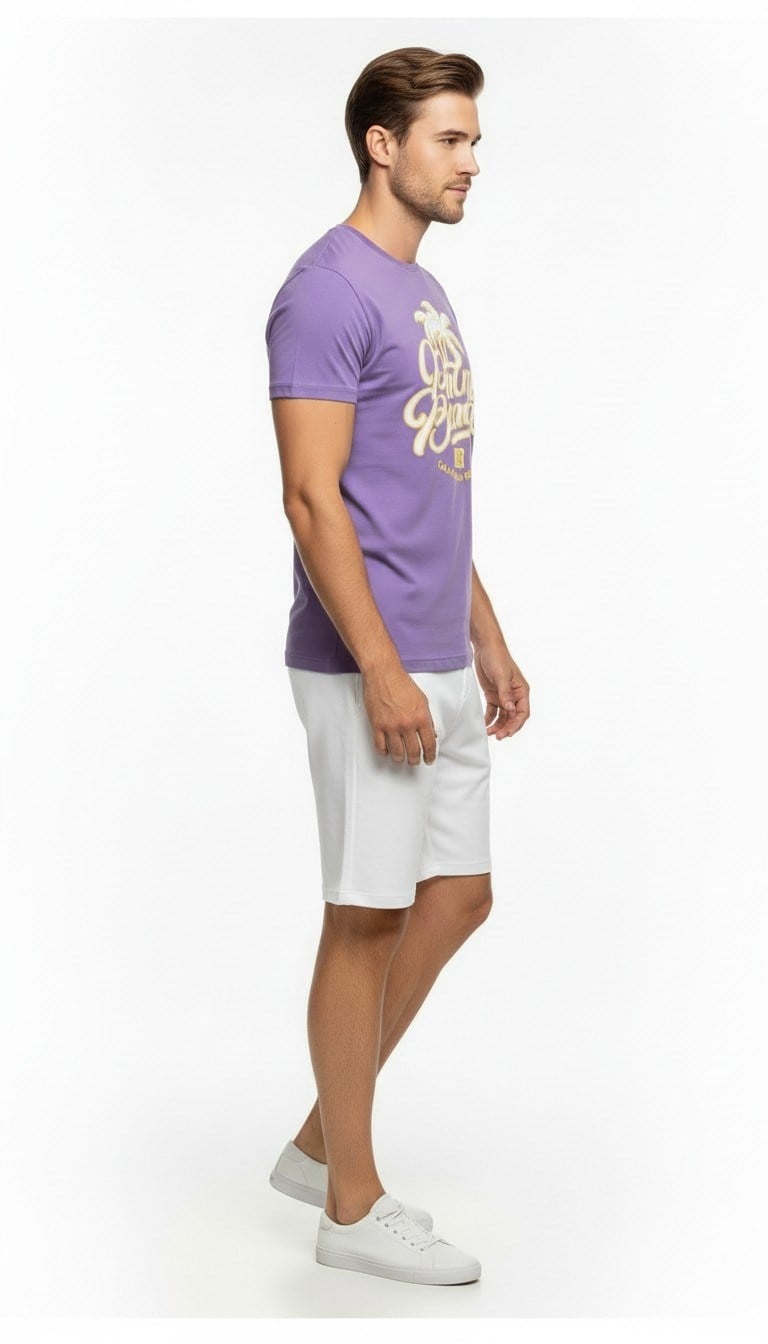 Palm Beach California Baskılı Erkek Günlük T-Shirt Spor Stil