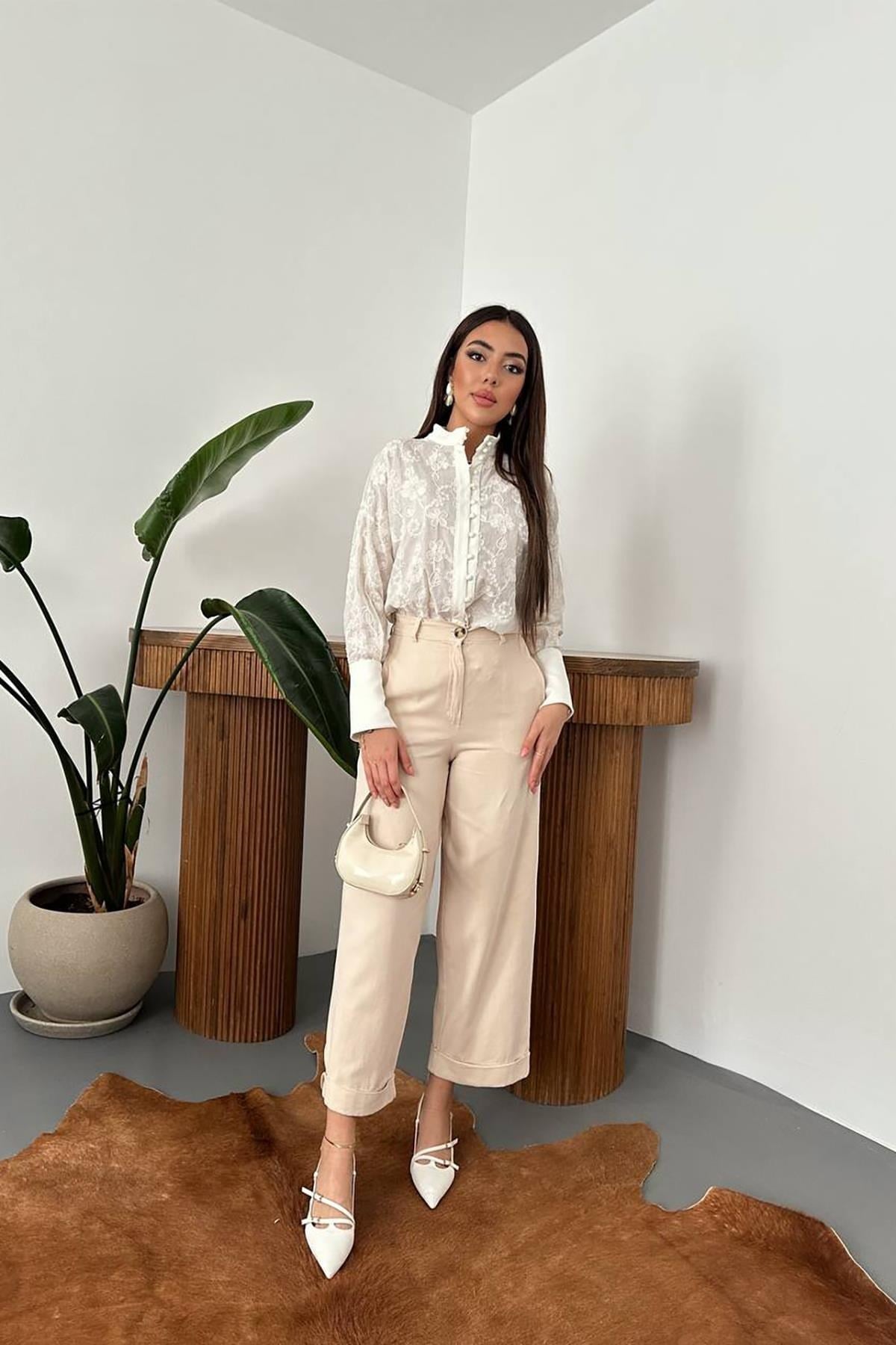 Toptan Bej Gabardin Pantolon