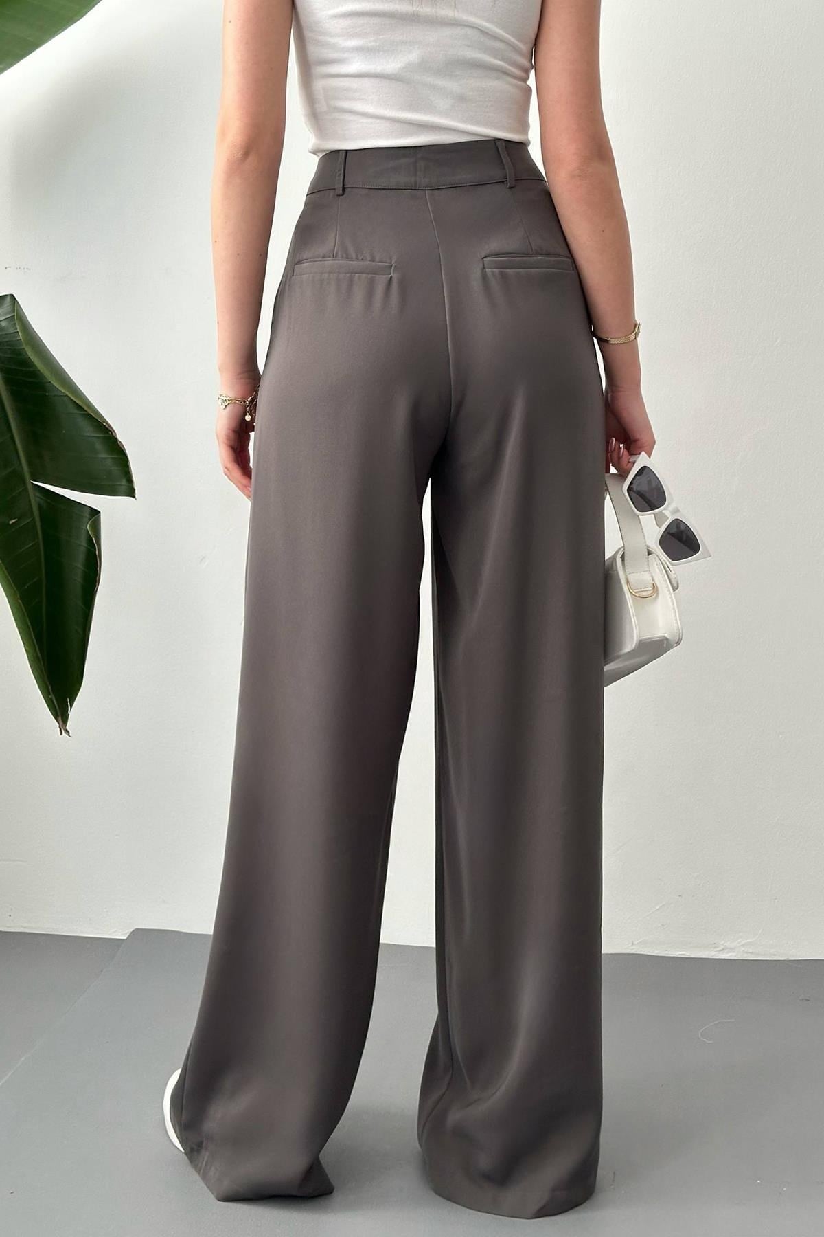Toptan Füme Pileli Comfort Pantolon