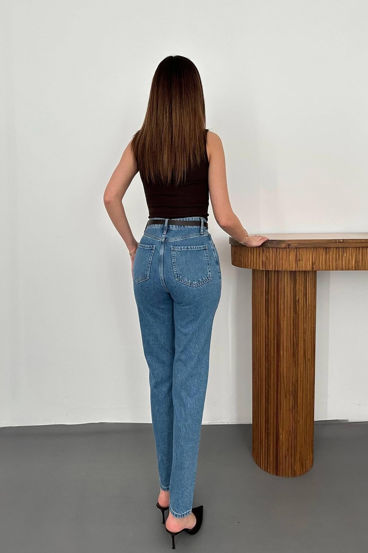 Toptan Mavi Boru Paça Jeans Pantolon