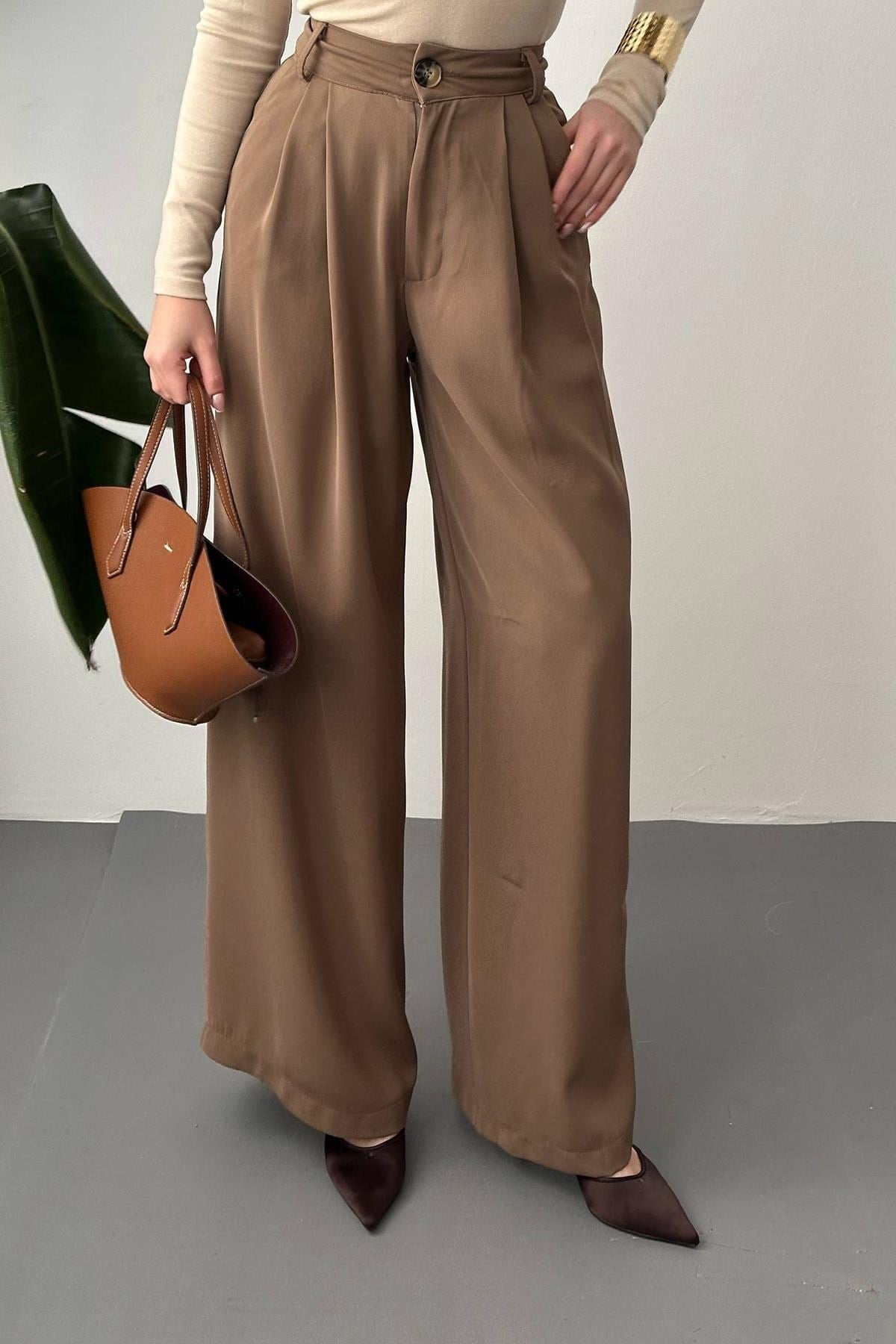 Toptan Mocca Pileli Comfort Pantolon