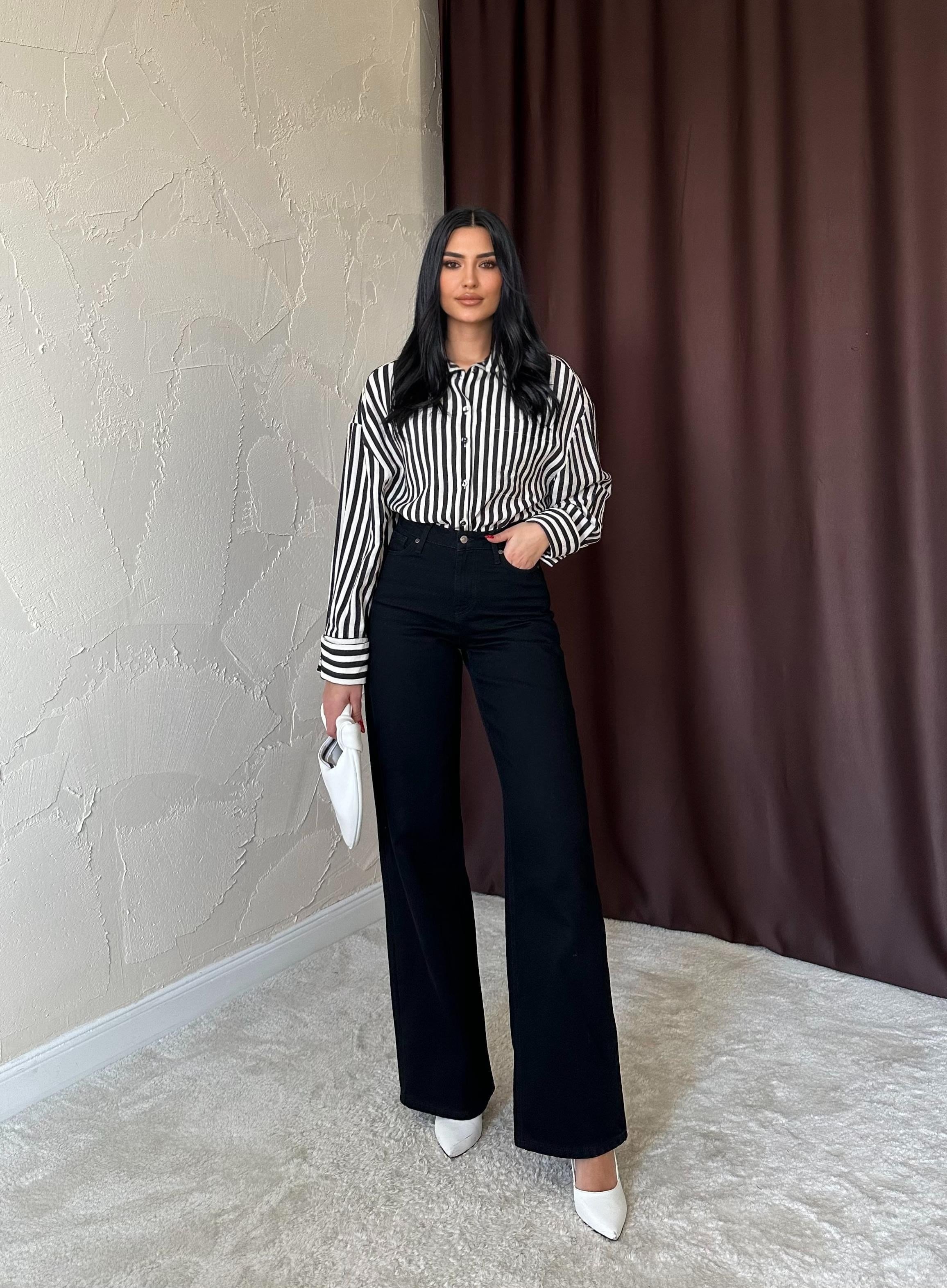 Toptan Siyah Comfy Jeans Pantolon