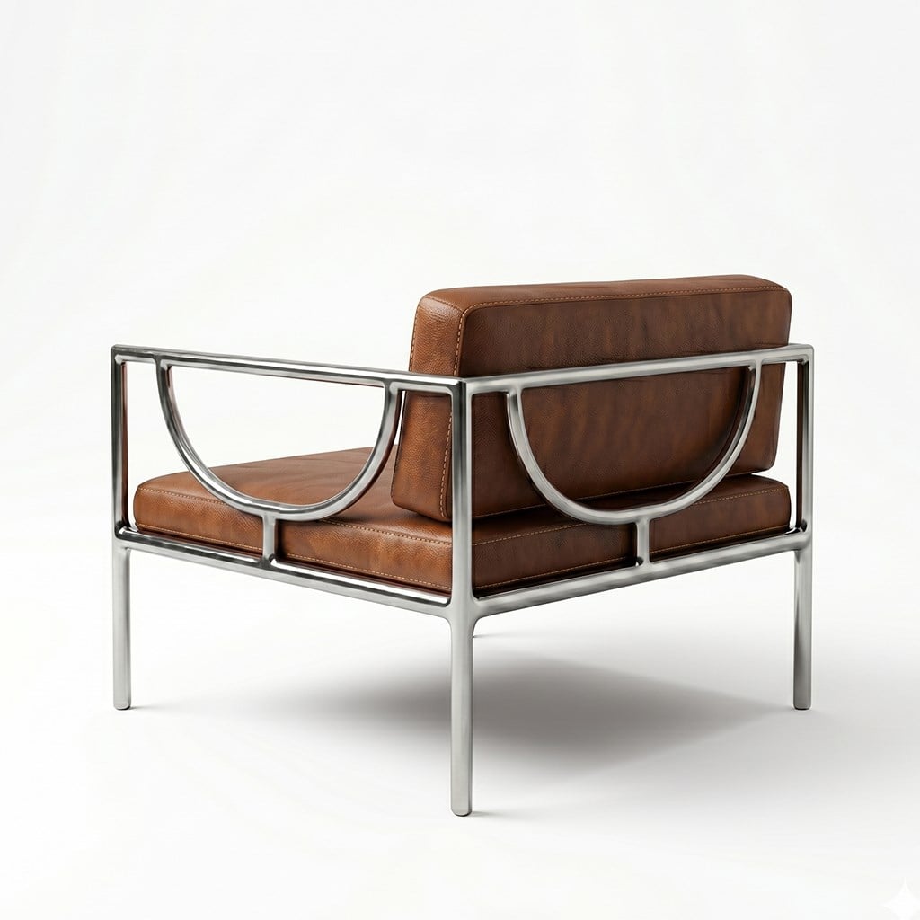 Lova Black Gerçek Deri Metal Berjer - Deco103