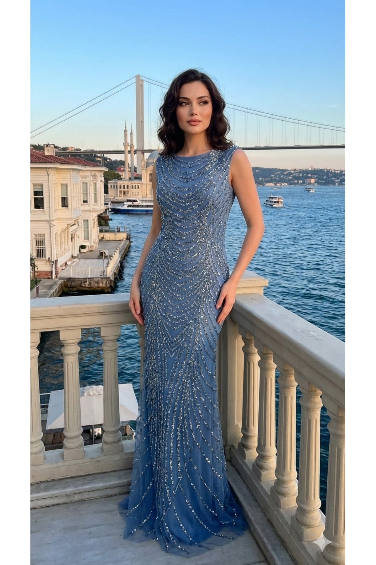 Kristal Taş ve payet İşlemeli baskılı vücudu saran kuruklu Özel Seri Gece Elbisesi,abiye elbise
