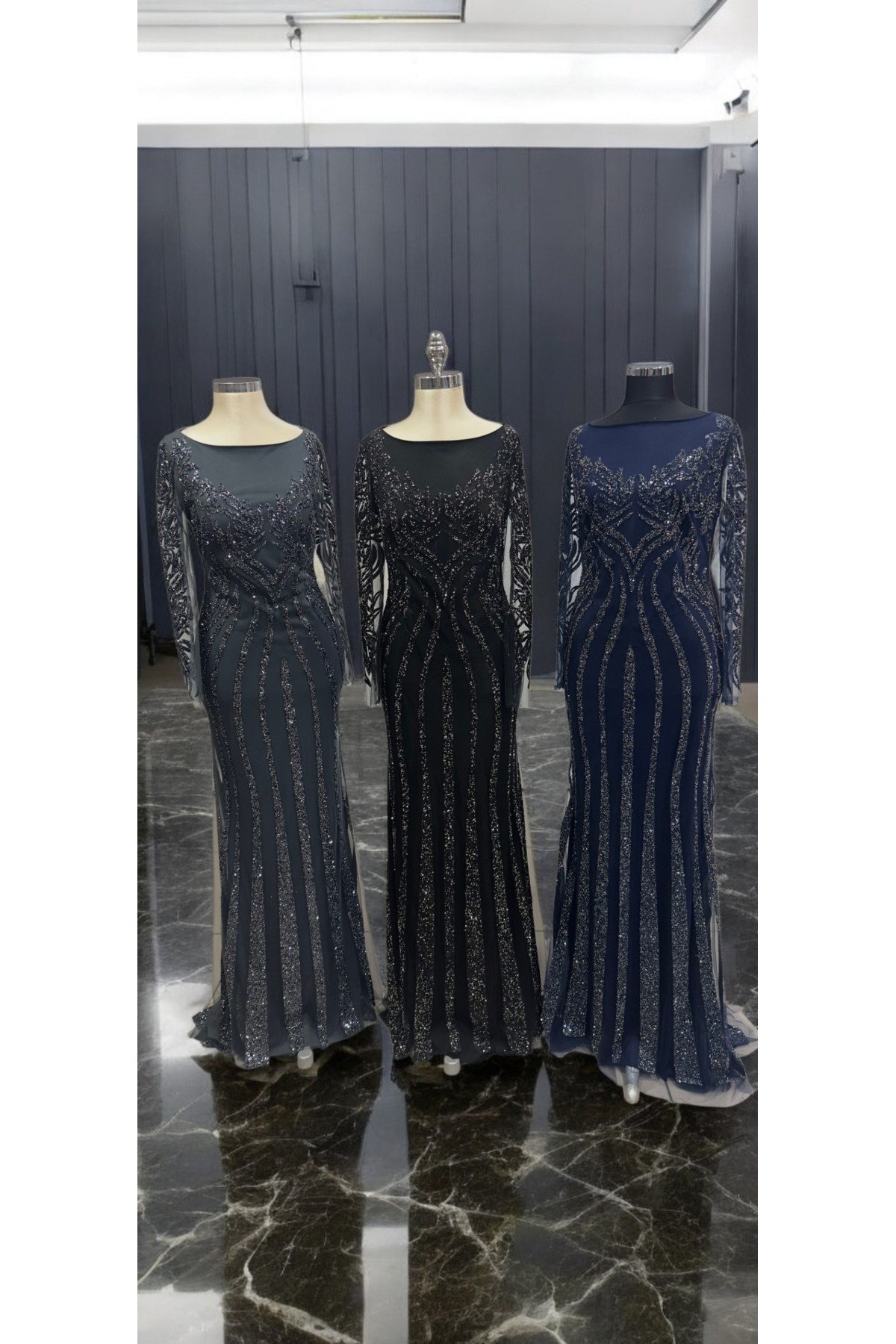 Milano Studio Premium Collection El İşçiliği Kristal Taşlı, İtalyan Kesim Siyah tasarım Abiye
