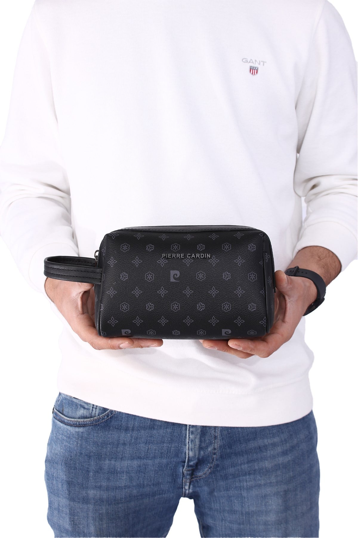 01pc002001 Erkek El Çantası El Pörtföyü Clutch Çanta Baskılı Siyah
