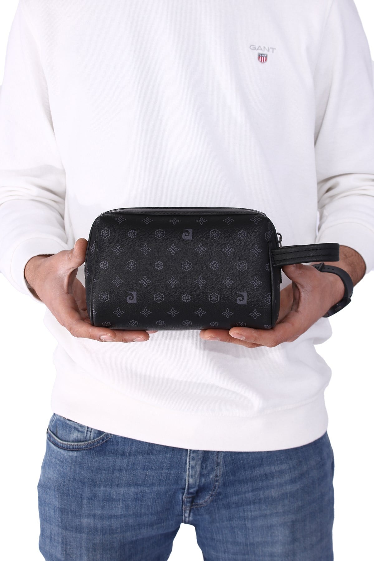 01pc002001 Erkek El Çantası El Pörtföyü Clutch Çanta Baskılı Siyah