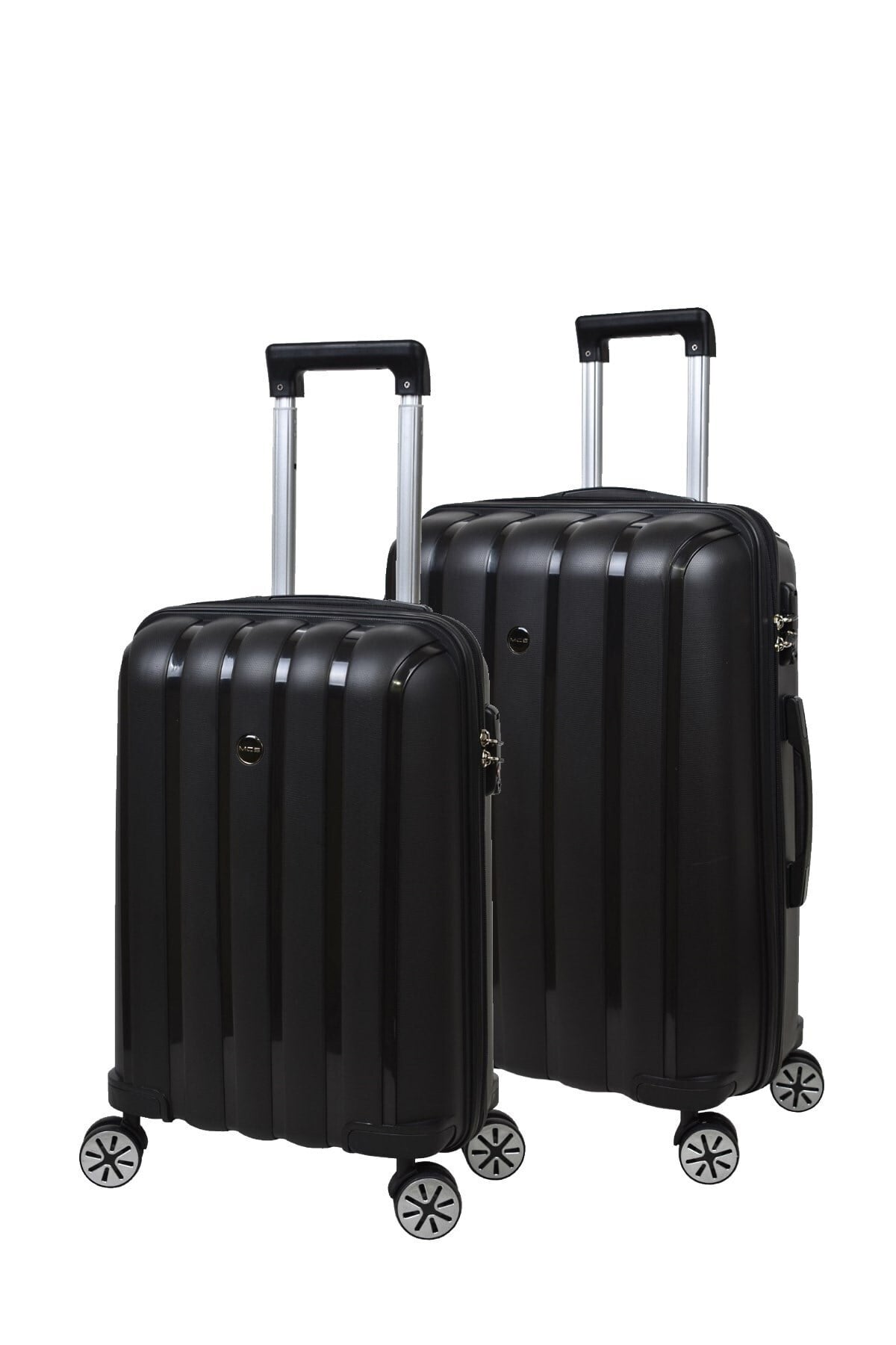 2'li Valiz Seti Kırılmaz Valiz Orta Boy Ve Kabin Boy Siyah 2'li Set