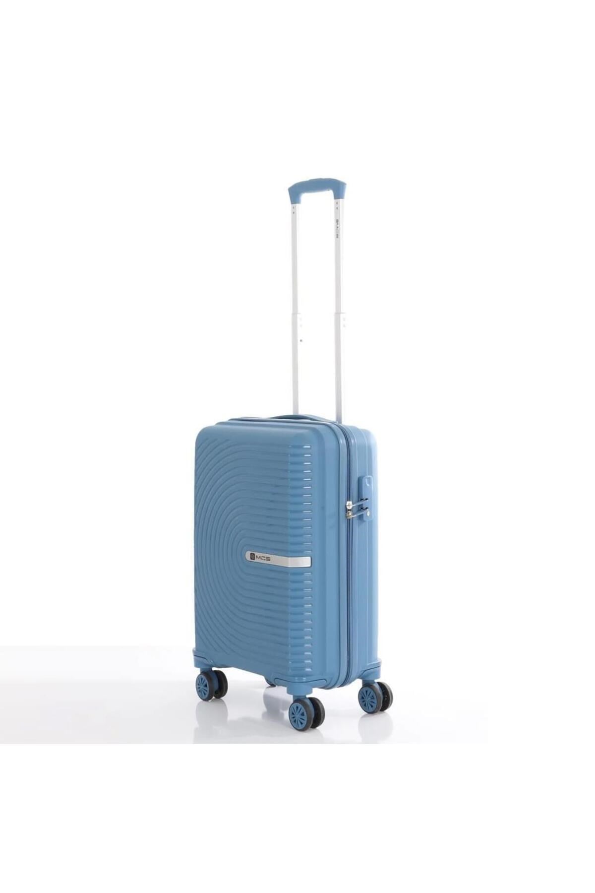 Bavul Büyük ve Kabin 2li Set Kırılmaz Silikon Valiz V374 Sky Blue