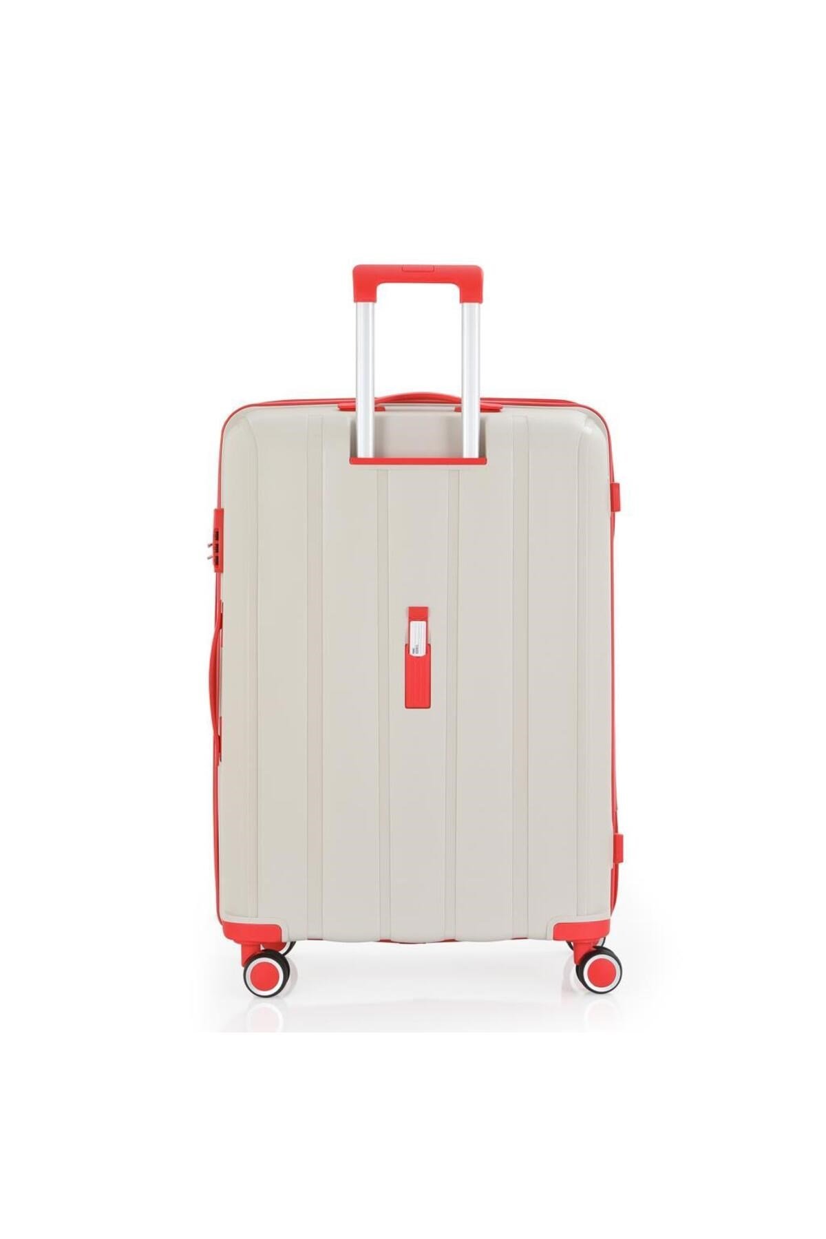 Bavul Büyük ve Kabin 2li Set Kırılmaz Silikon Valiz V305 Kemik/Mercan
