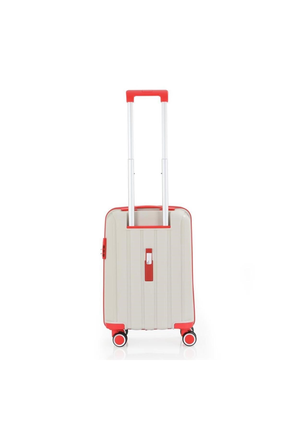 Bavul Büyük ve Kabin 2li Set Kırılmaz Silikon Valiz V305 Kemik/Mercan