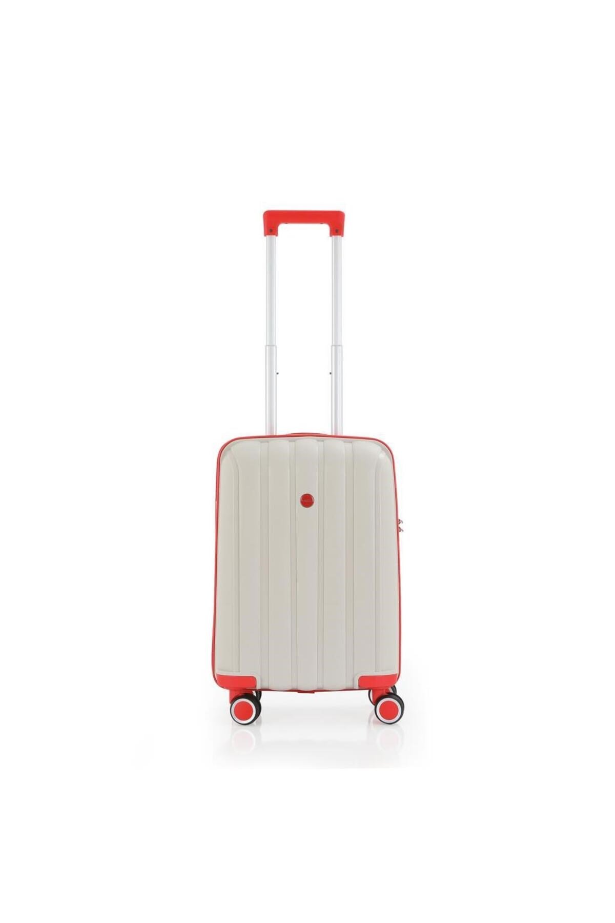 Bavul Büyük ve Kabin 2li Set Kırılmaz Silikon Valiz V305 Kemik/Mercan