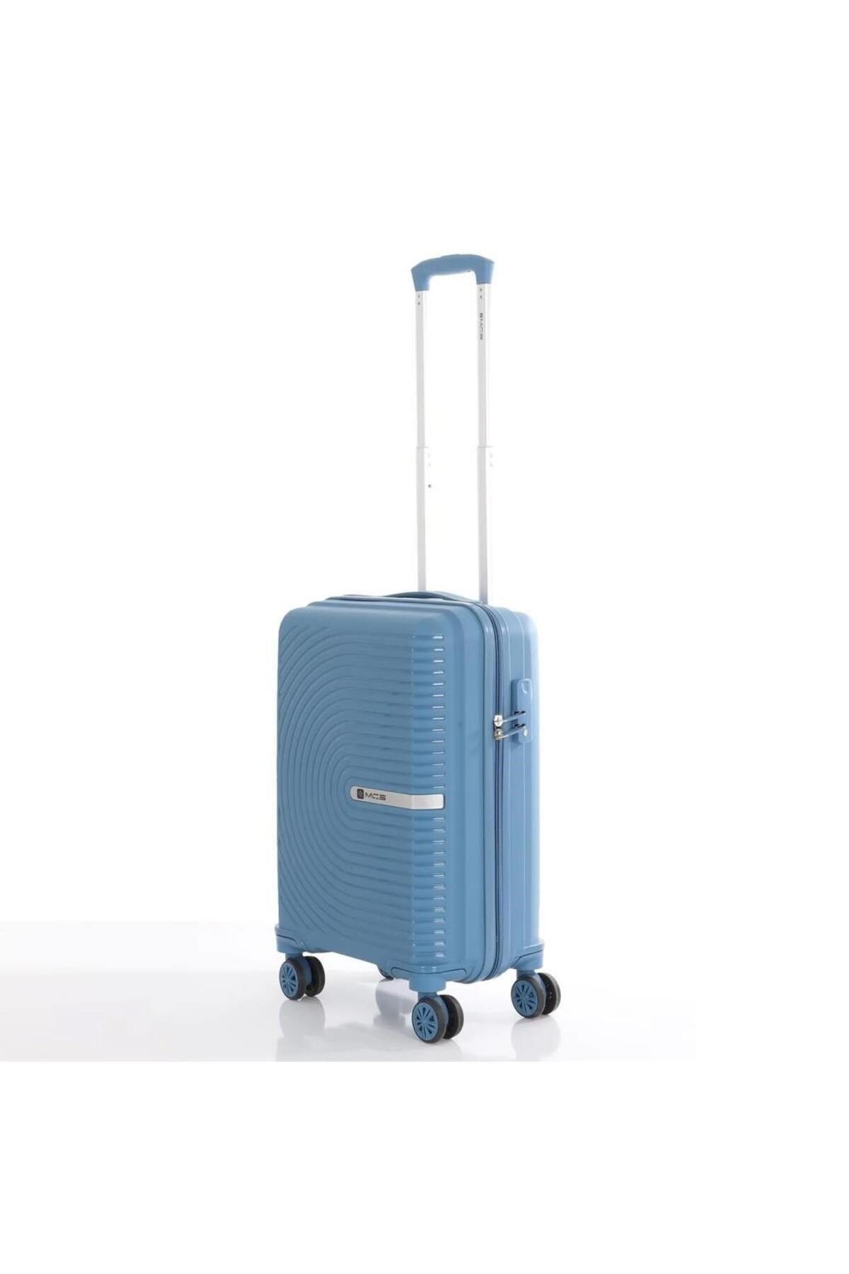 Bavul Büyük ve Kabin 2li Set Kırılmaz Silikon Valiz V374 Sky Blue