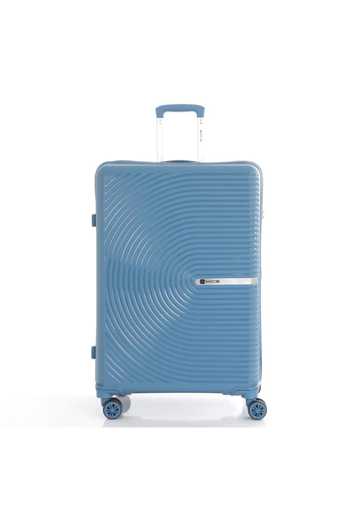 Bavul Büyük ve Kabin 2li Set Kırılmaz Silikon Valiz V374 Sky Blue