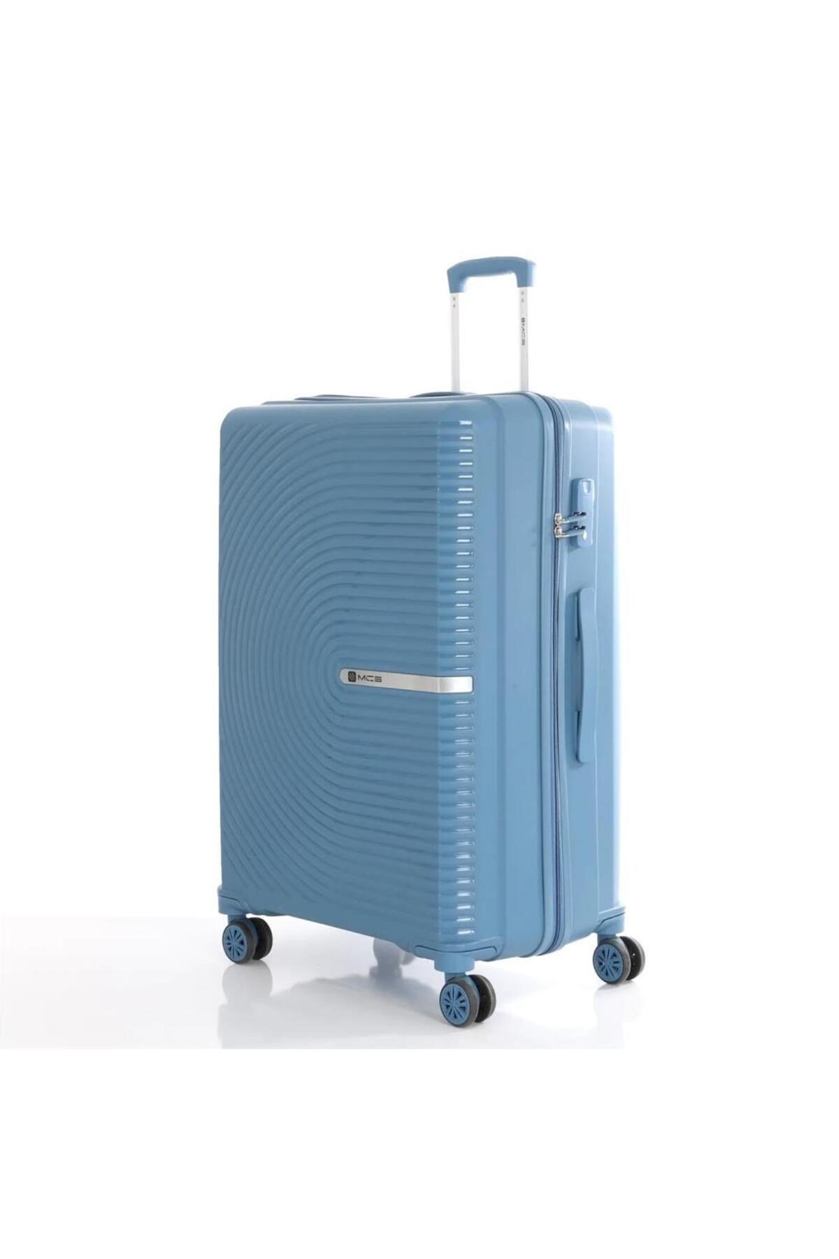 Bavul Büyük ve Orta 2li Set Kırılmaz Silikon Valiz V374 Sky Blue