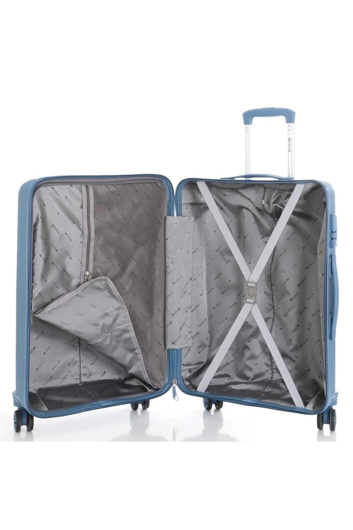 Bavul Büyük ve Orta 2li Set Kırılmaz Silikon Valiz V374 Sky Blue