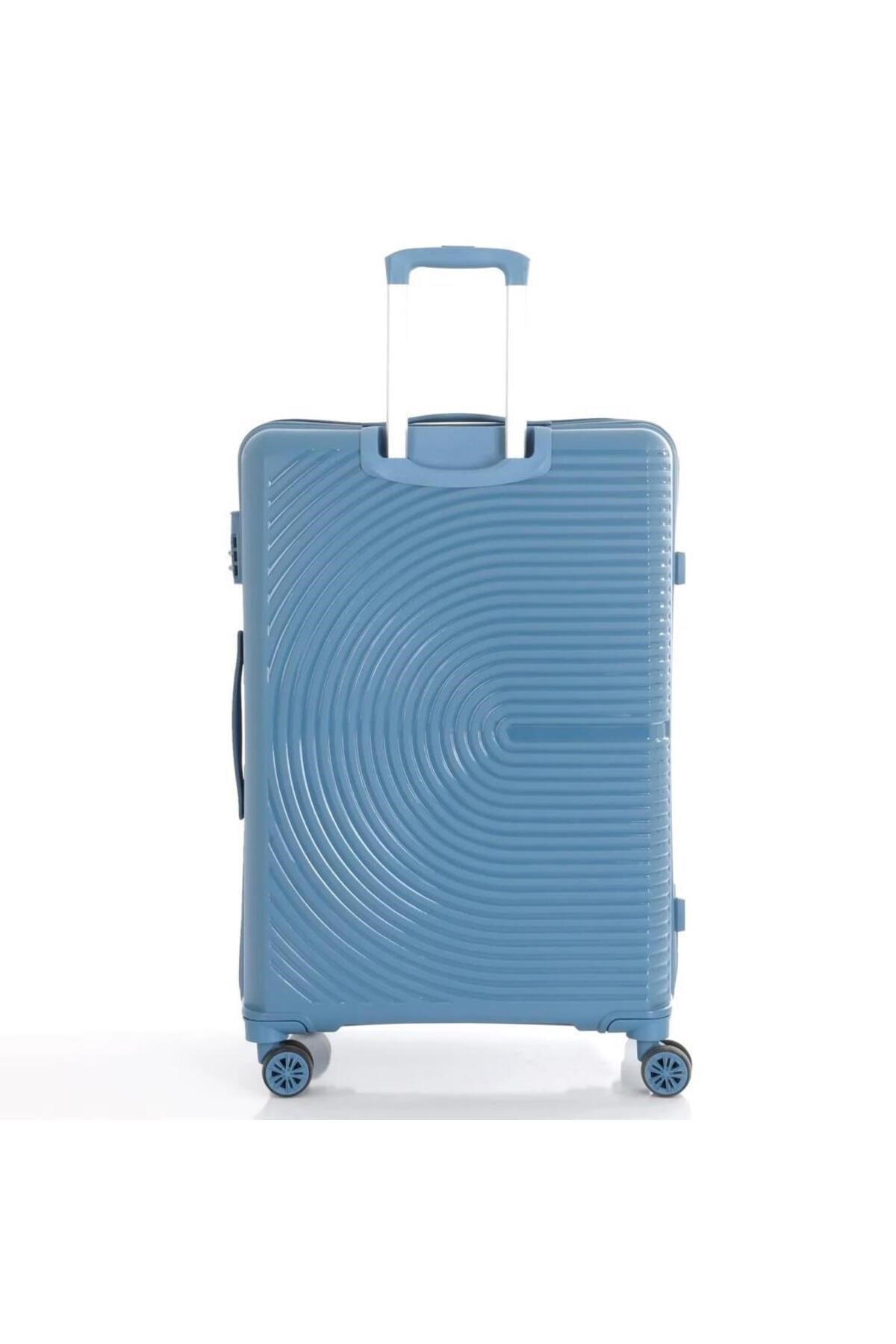 Bavul Büyük ve Orta 2li Set Kırılmaz Silikon Valiz V374 Sky Blue
