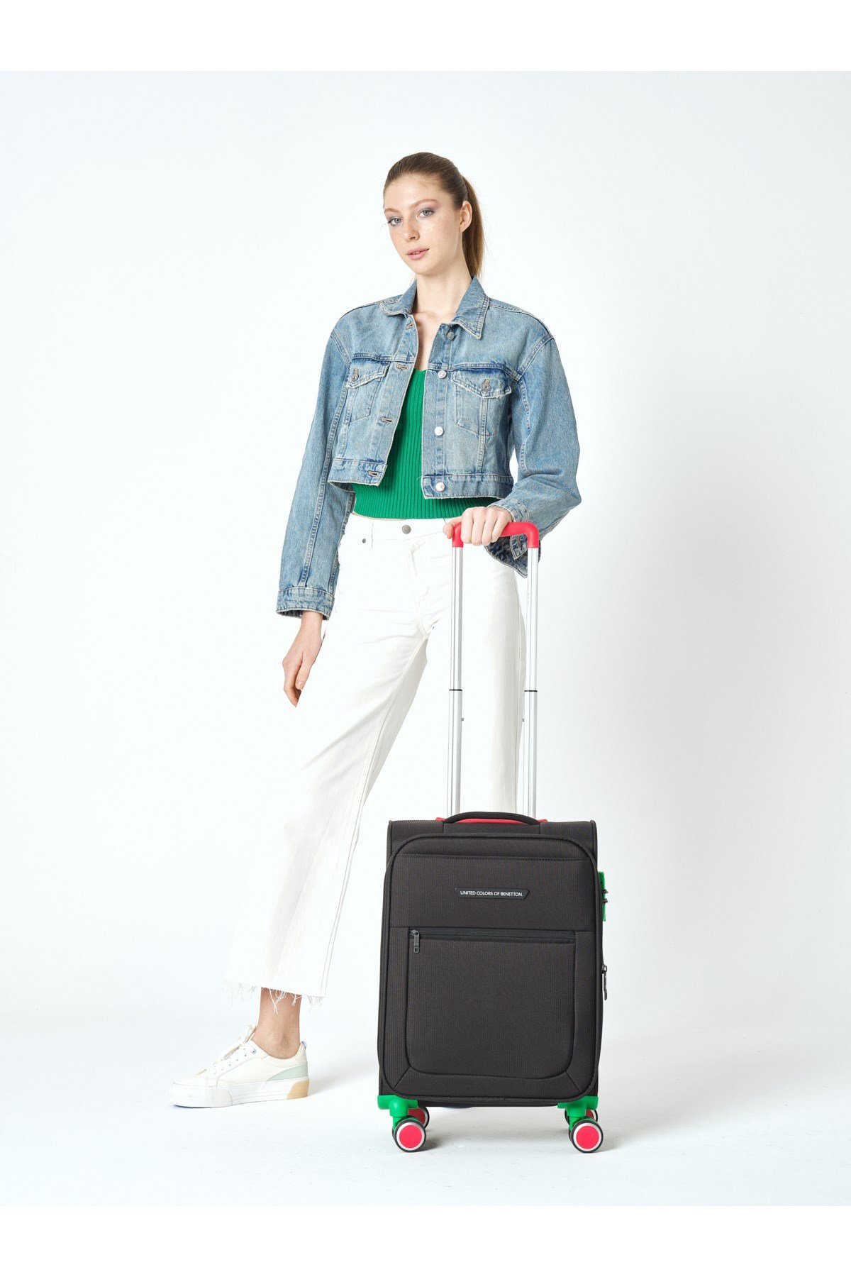 Benetton 2800 3'LÜ SET Ultra Light Hafif Lüx Kumaş Tekerlekli Valiz SİYAH