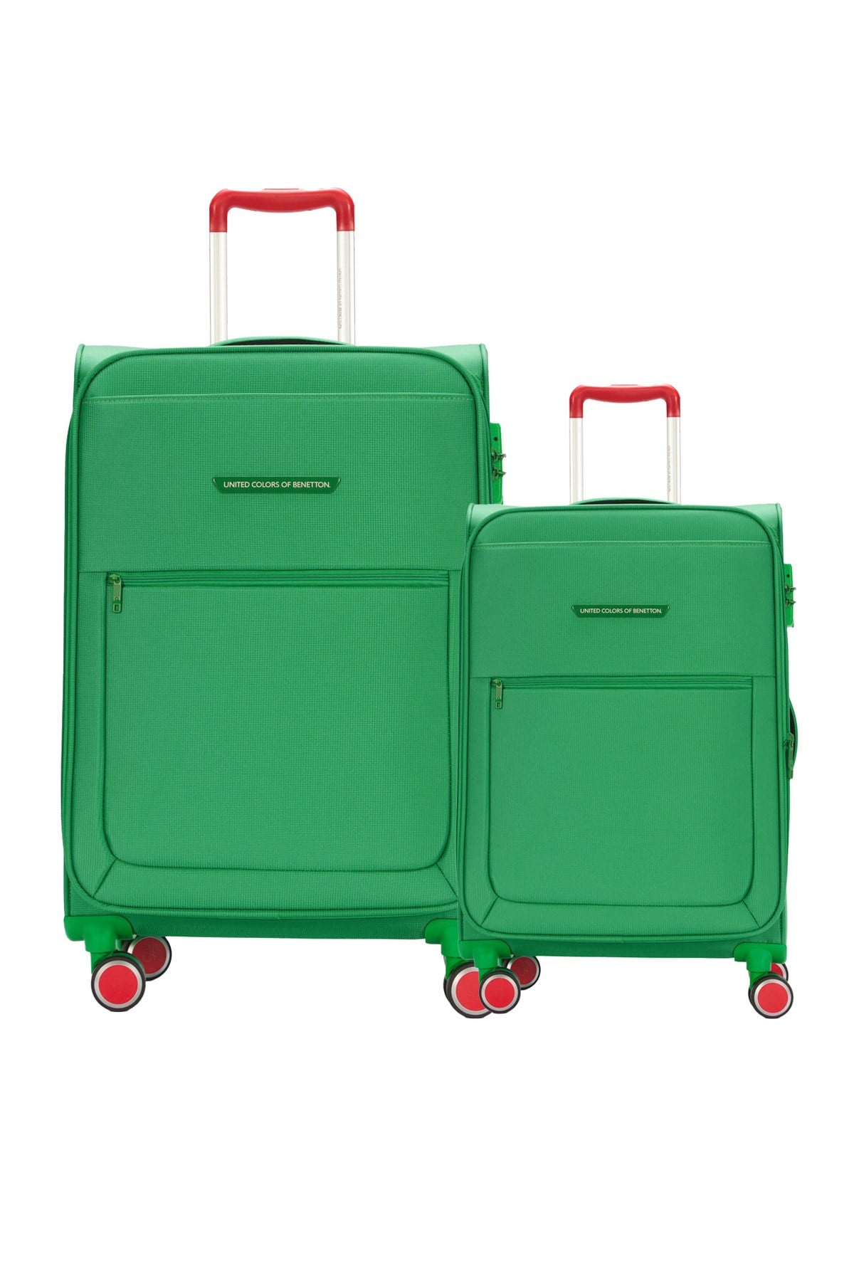 Benetton 2'li Valiz Seti Büyük Ve Kabin Boy Lüx Kumaş Valiz Yeşil Bnt2800