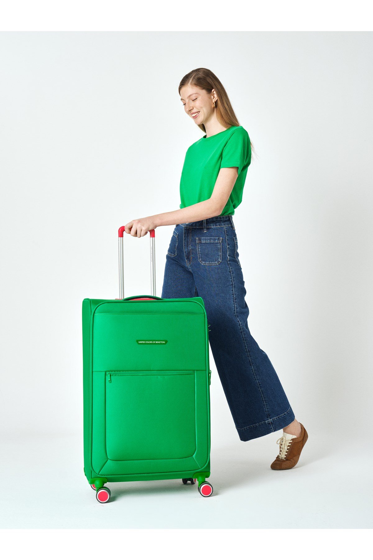 Benetton 3'lü Valiz Seti Lüx Kumaş Valiz Yeşil Bnt2800