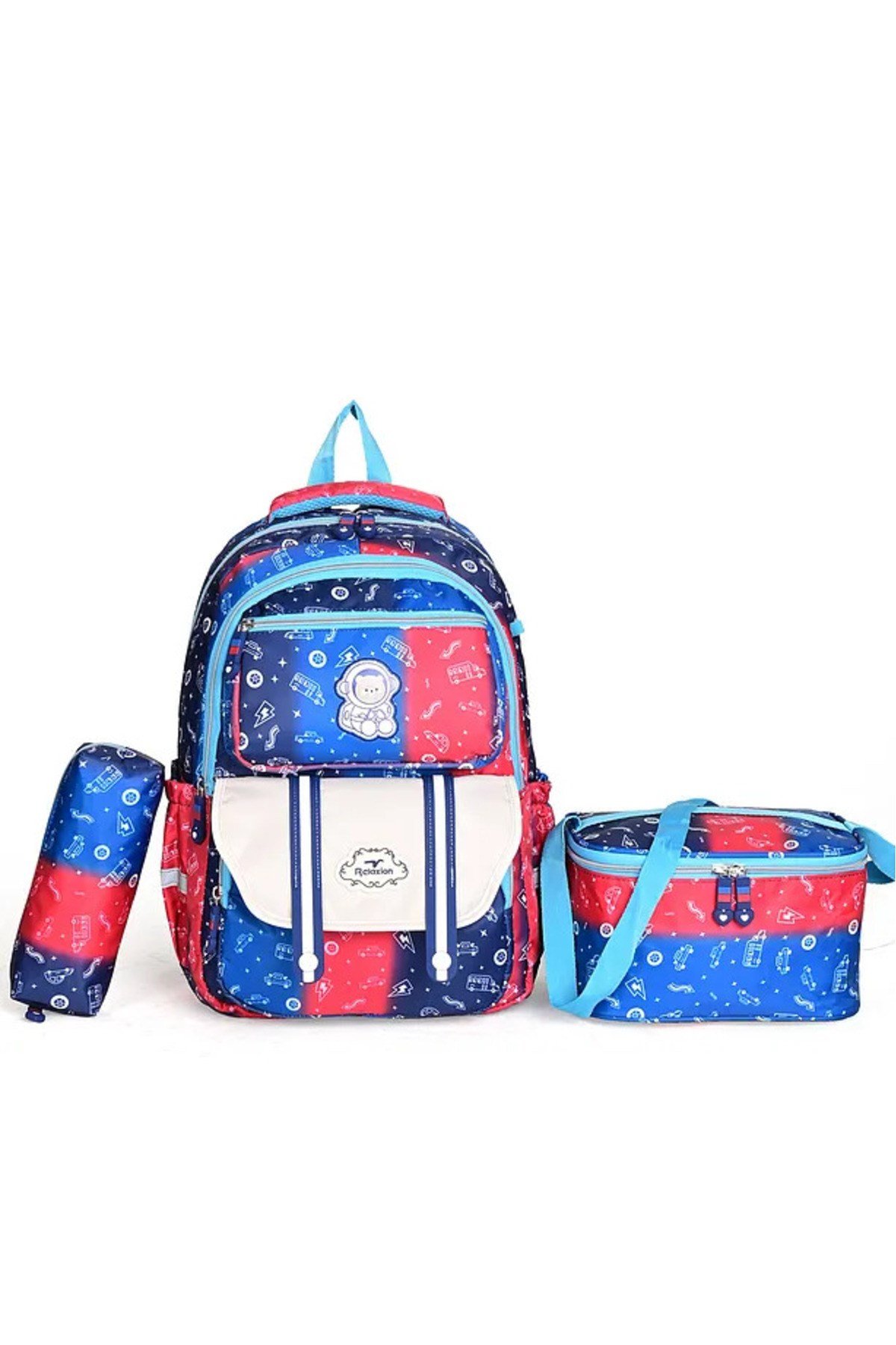 Dört Bölmeli Okul Sırt Çantası+Beslenme+Kalemlik 3 Lü Set
