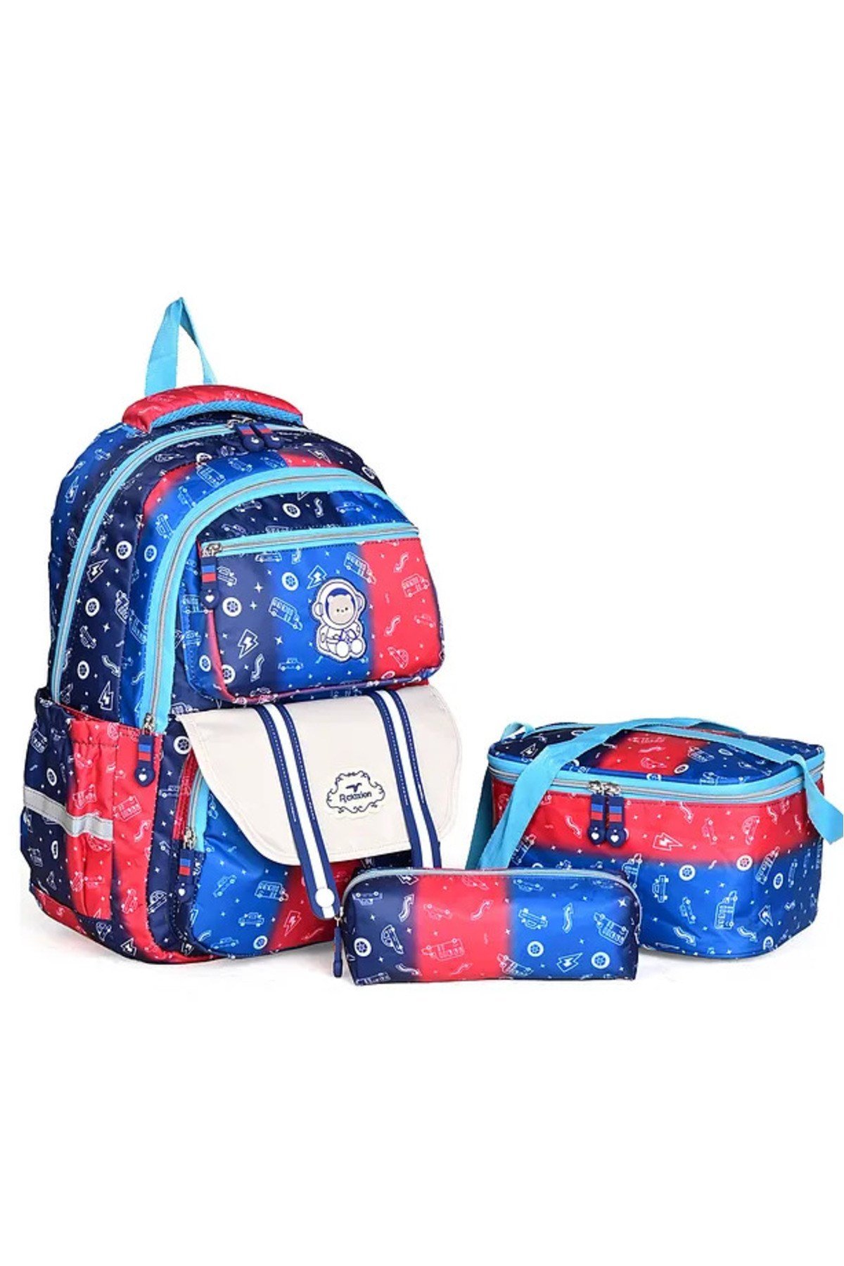 Dört Bölmeli Okul Sırt Çantası+Beslenme+Kalemlik 3 Lü Set