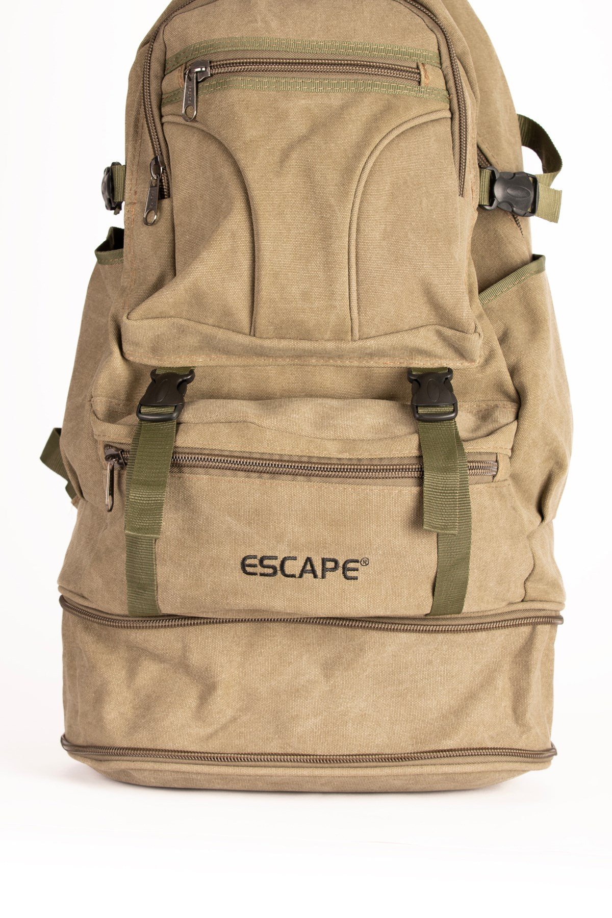 Haki Dağcı Sırt Çantası Kanvas Kumaş 60 Lt Outdoor Çanta