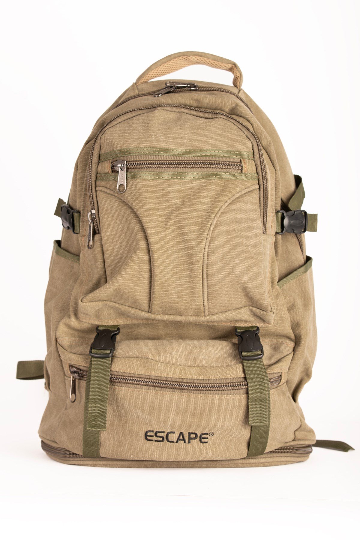 Haki Dağcı Sırt Çantası Kanvas Kumaş 60 Lt Outdoor Çanta