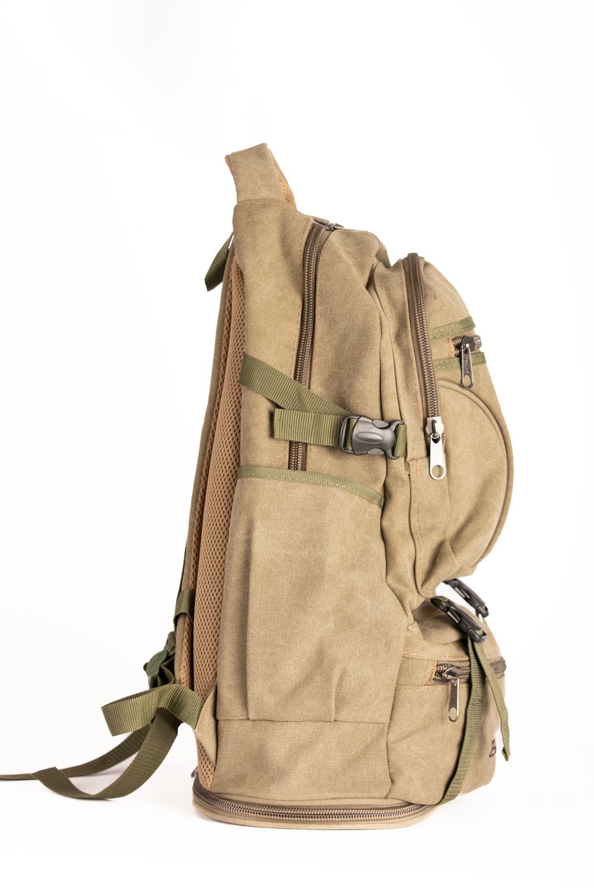 Haki Dağcı Sırt Çantası Kanvas Kumaş 60 Lt Outdoor Çanta