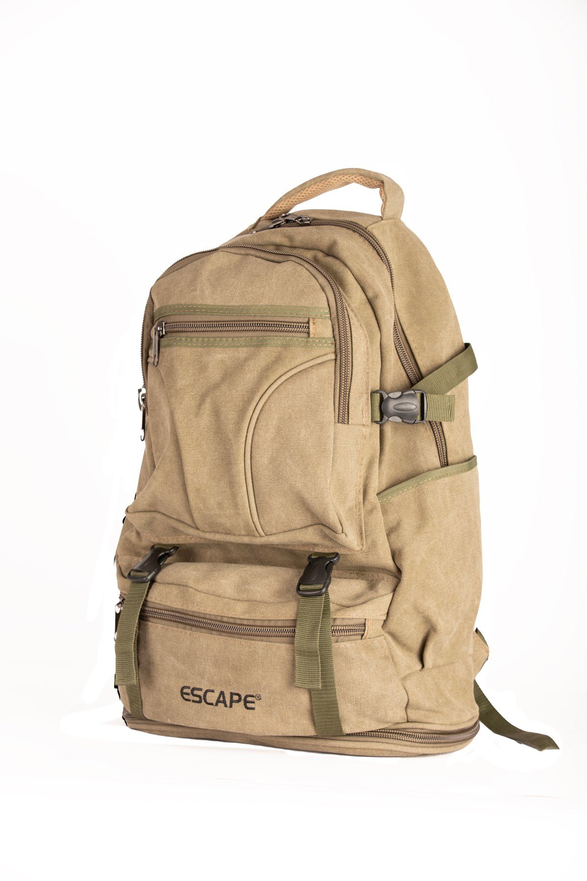 Haki Dağcı Sırt Çantası Kanvas Kumaş 60 Lt Outdoor Çanta