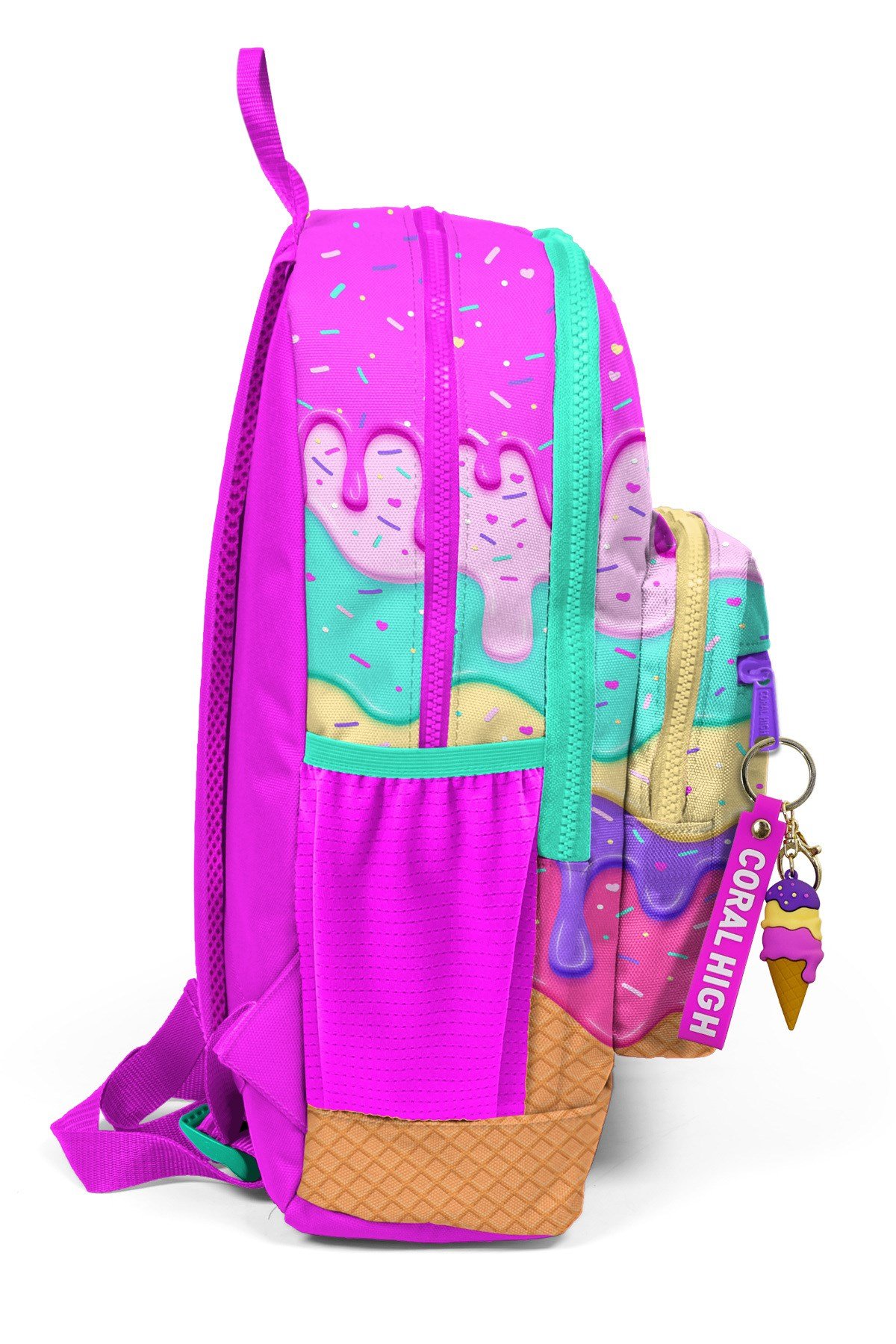 Kids Pembe Rengarenk Dondurma Desenli Okul Sırt Çantası 23731