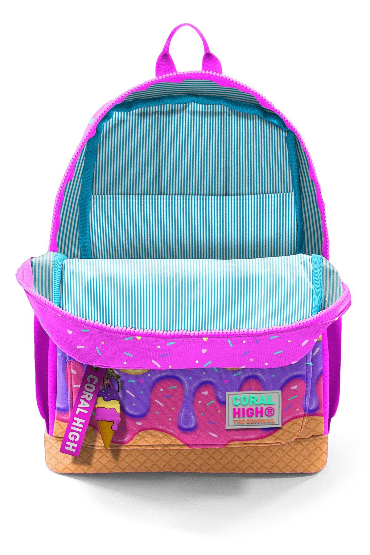 Kids Pembe Rengarenk Dondurma Desenli Okul Sırt Çantası 23731