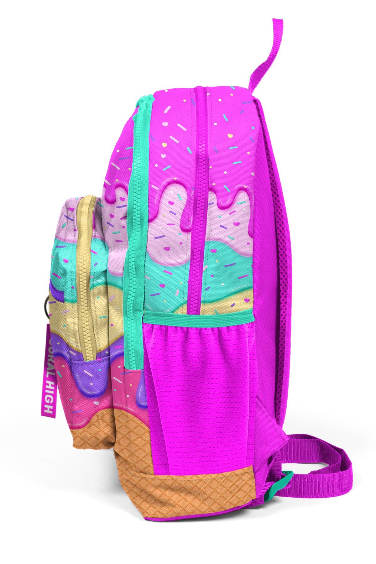 Kids Pembe Rengarenk Dondurma Desenli Okul Sırt Çantası 23731