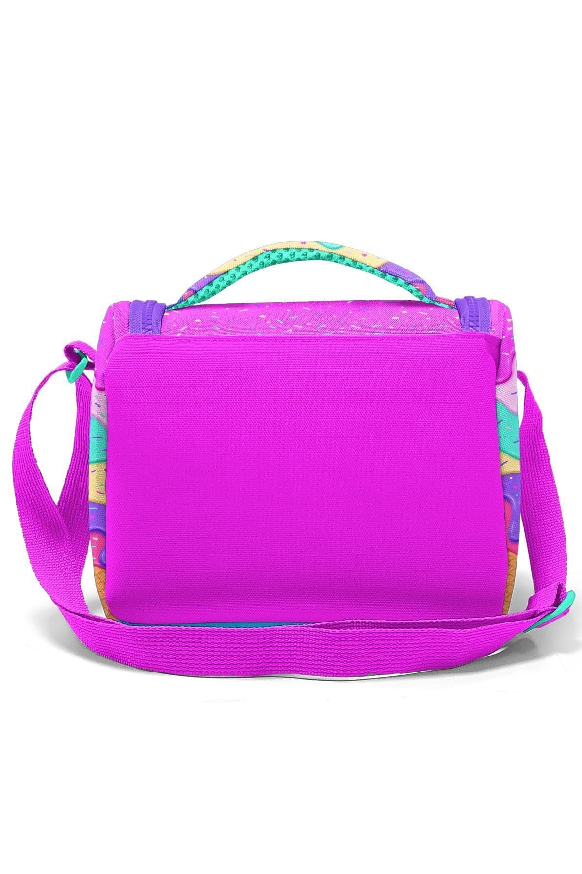 Kids Pembe Rengarenk Dondurma Desenli Thermo Beslenme Çantası 11731