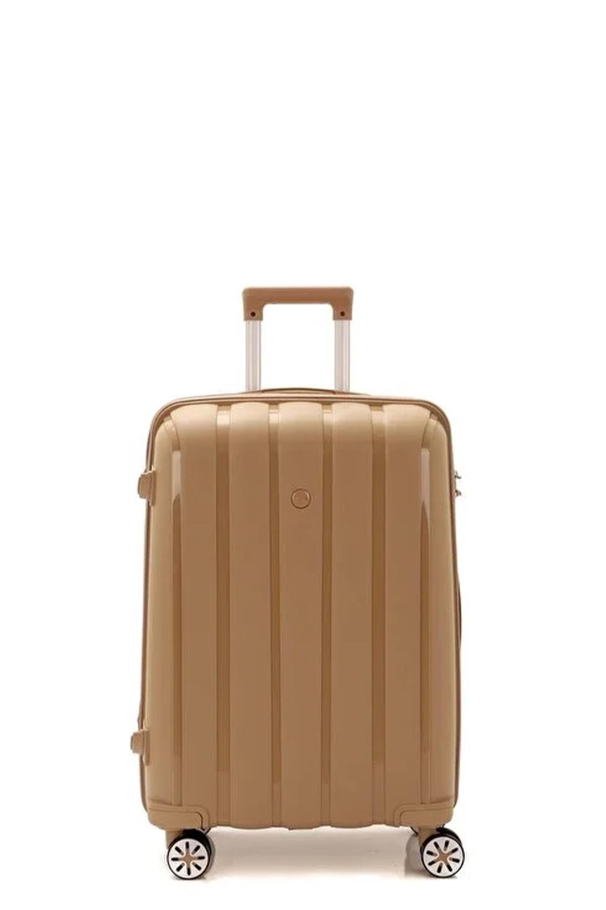 Mçs V305 Ultra Hafif Plastik Materyal Polipropilen Büyük Boy Valiz - Şampanya