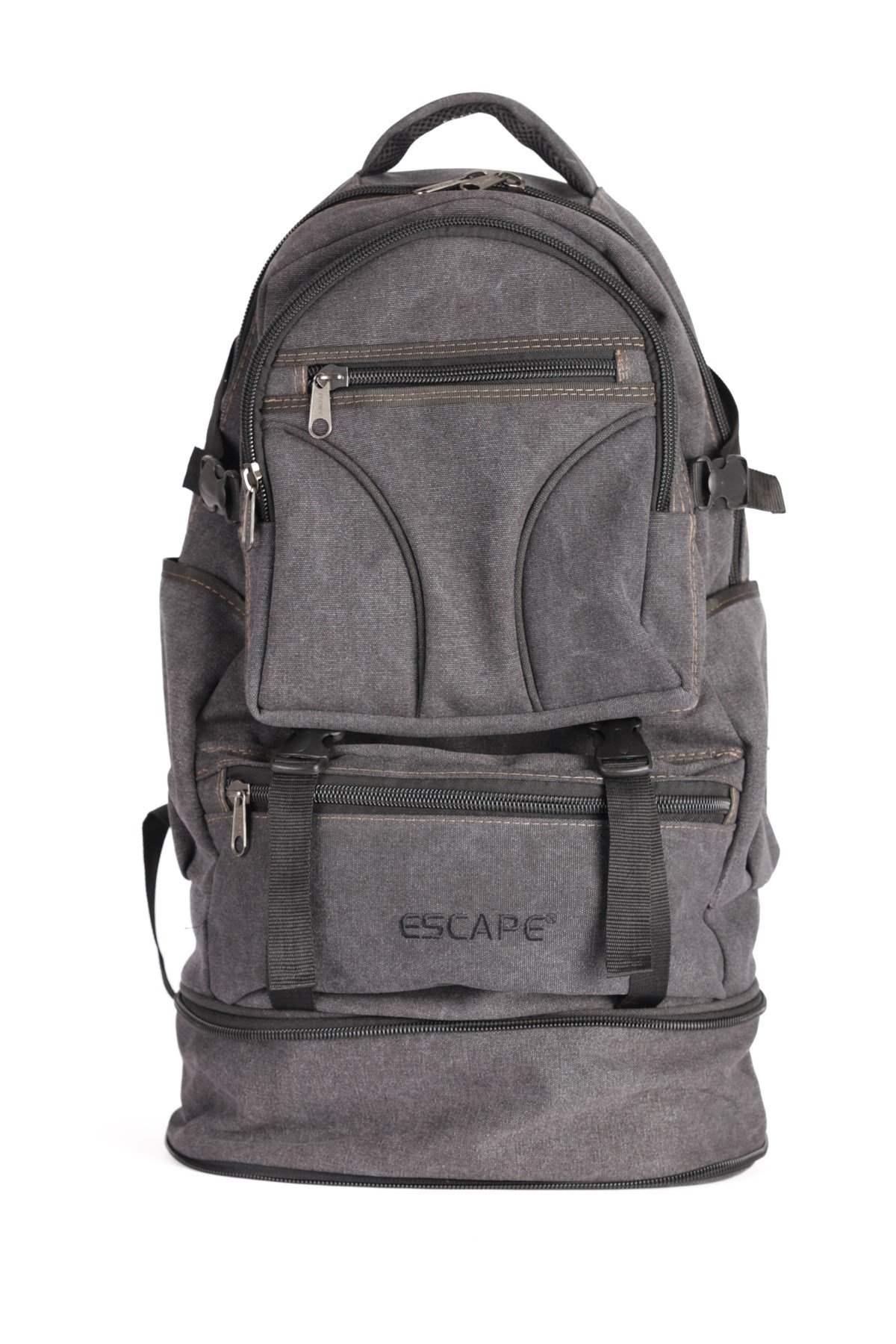 Siyah Dağcı Sırt Çantası Kanvas Kumaş 60 Lt Outdoor Çanta