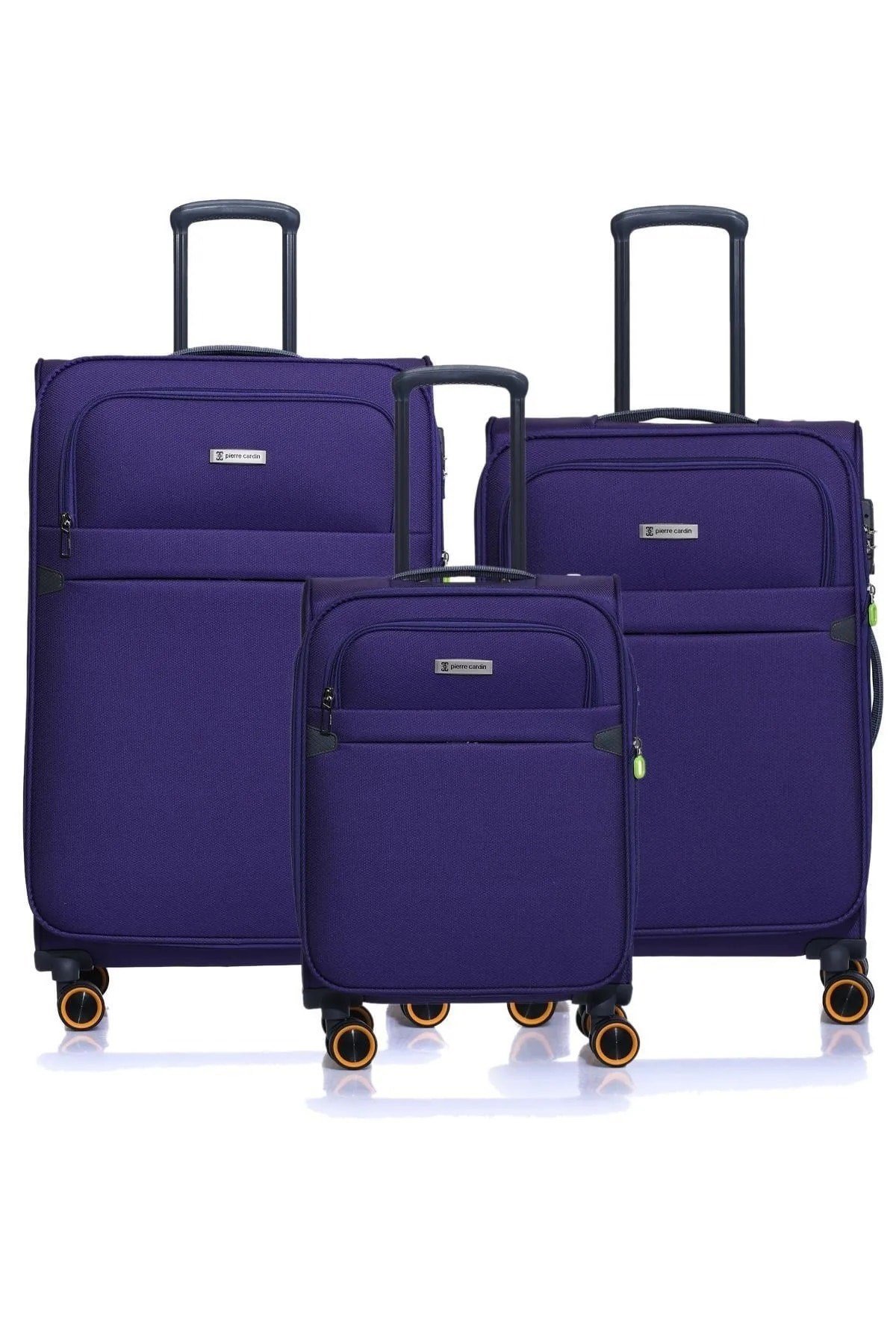 Ultra Lüks Hafif Kumaş 6000-set Mor Unisex 3 Lü Valiz Seti