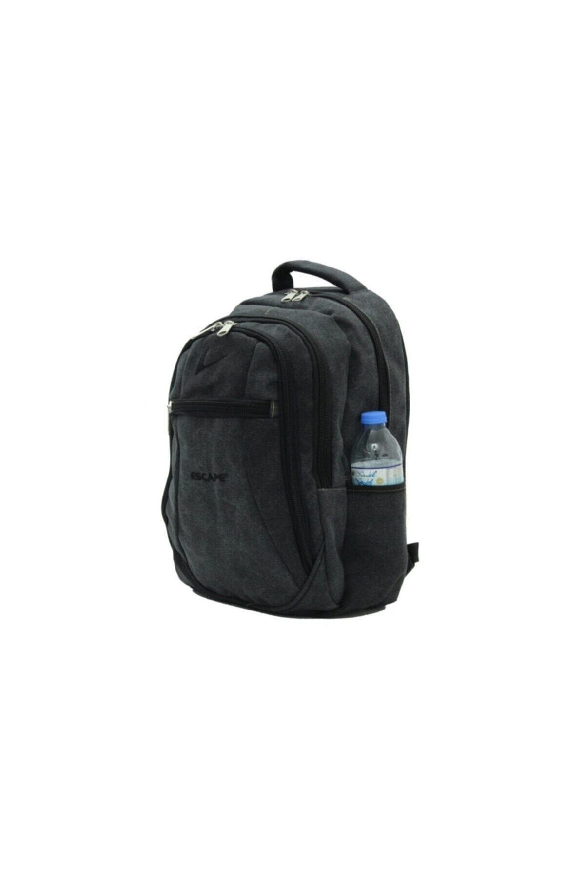 Unisex Siyah Kanvas Kumaş Laptop Bölmeli 1. Kalite Sırt Çantası 307
